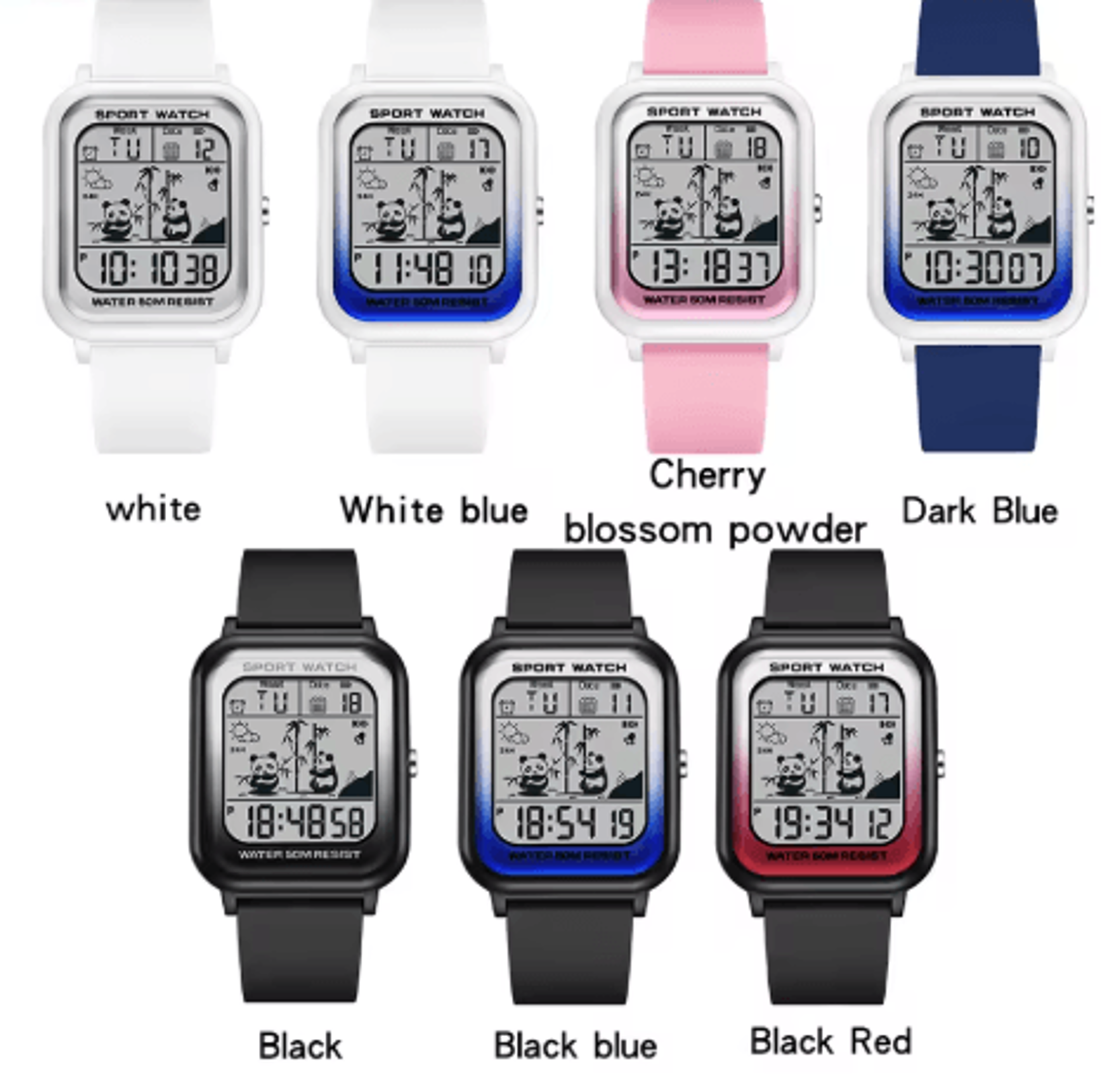 Rectangular Digital Sports Watch  Fashion Electronic Wristwatch 9