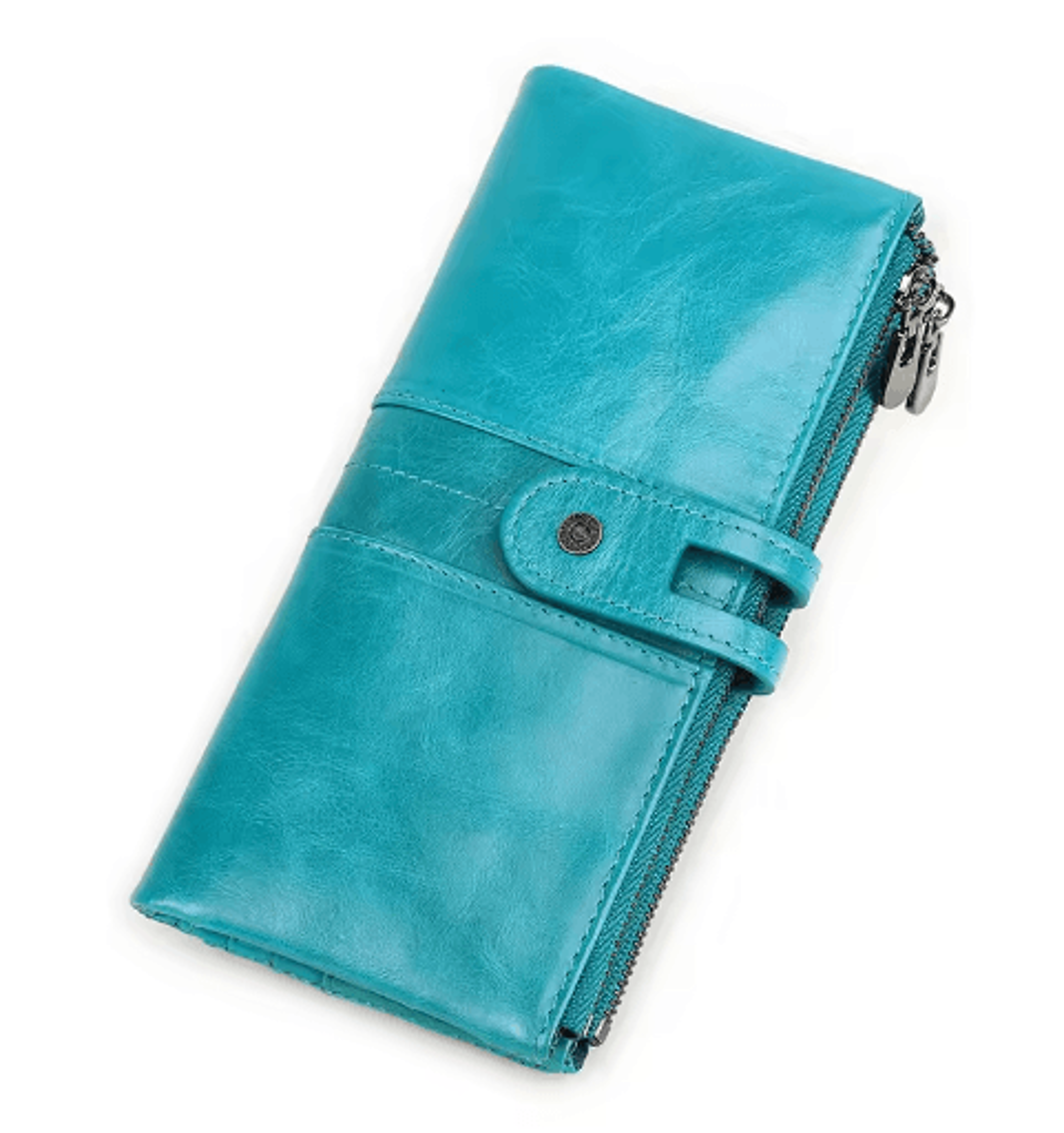 Genuine Leather Long Clutch Wallet  Vintage Zipper Card Holder 7