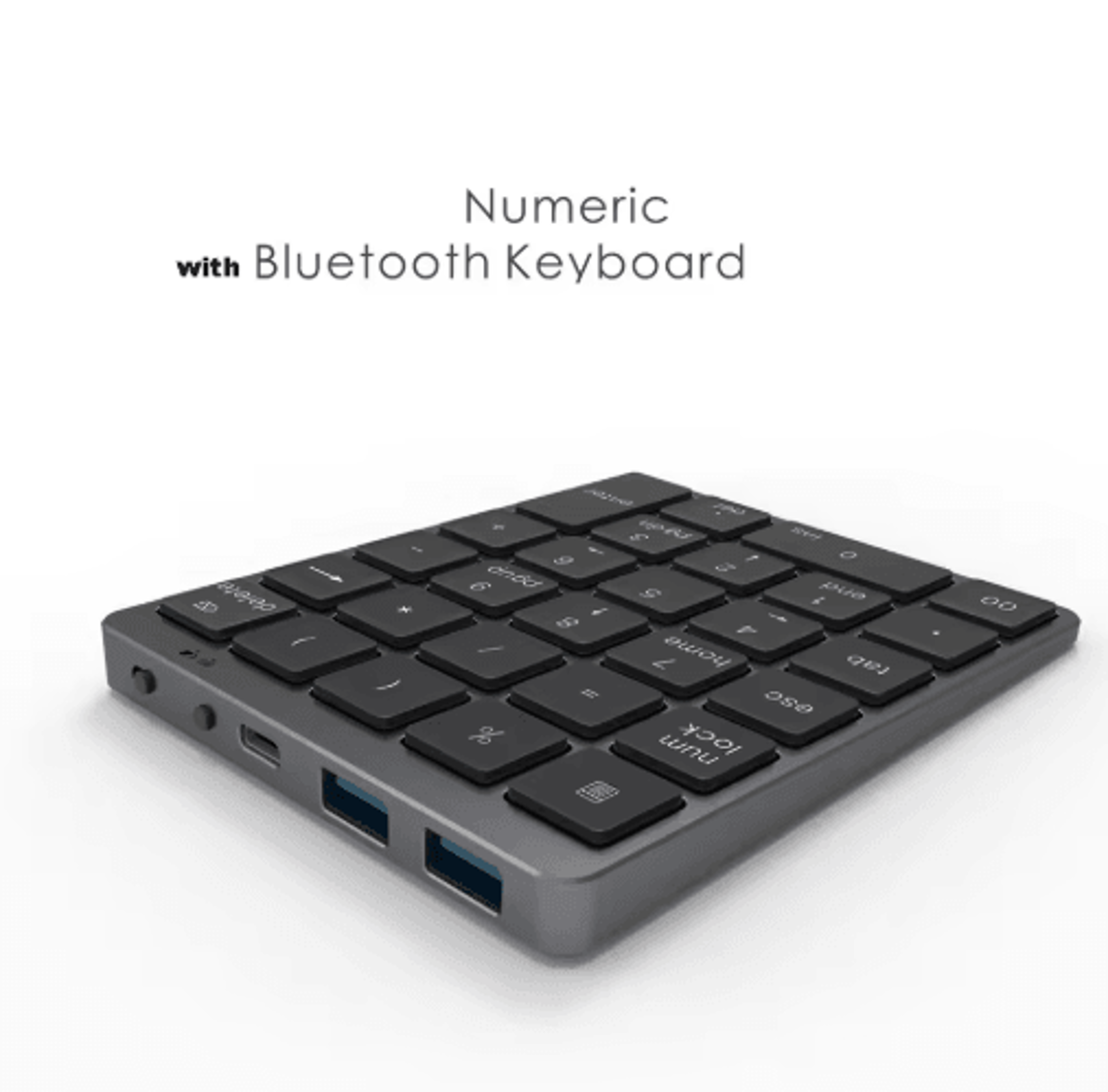 28Key Bluetooth Numeric Keypad  Aluminum Alloy Wireless Keyboard With USB Hub 2
