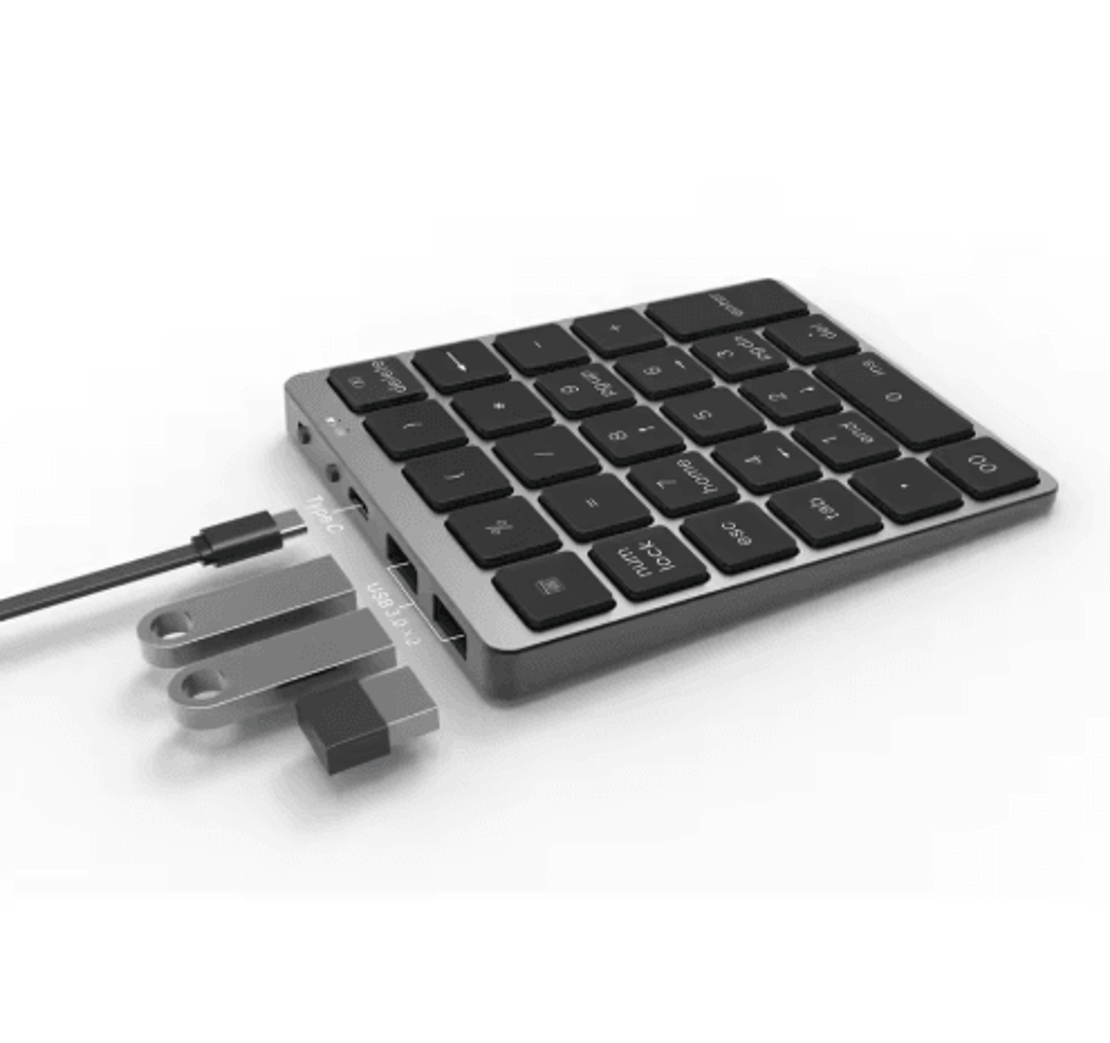 28Key Bluetooth Numeric Keypad  Aluminum Alloy Wireless Keyboard With USB Hub 0