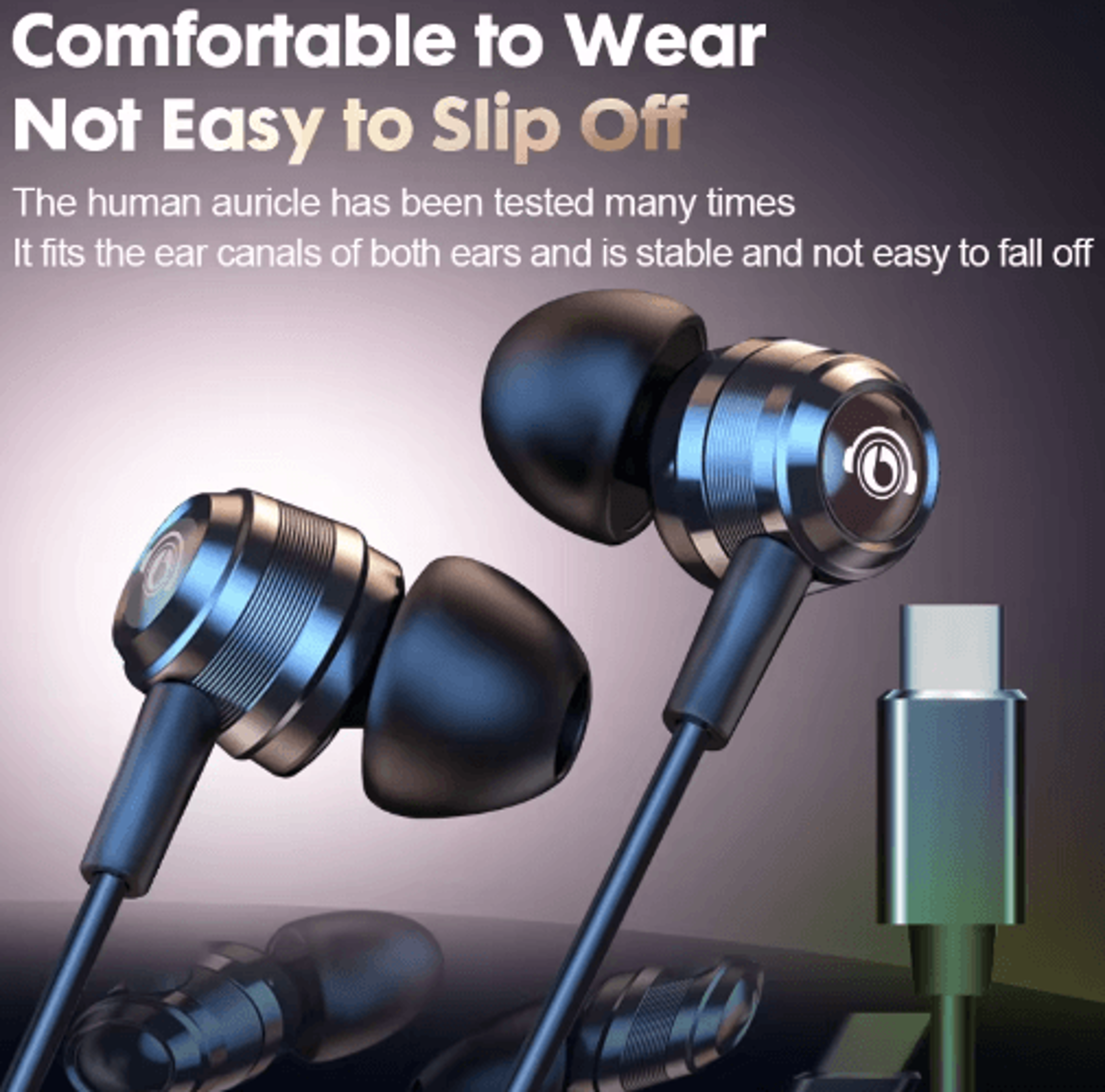 hi-fi wired earbuds with microphone – type-c & 3.5mm stereo earphones