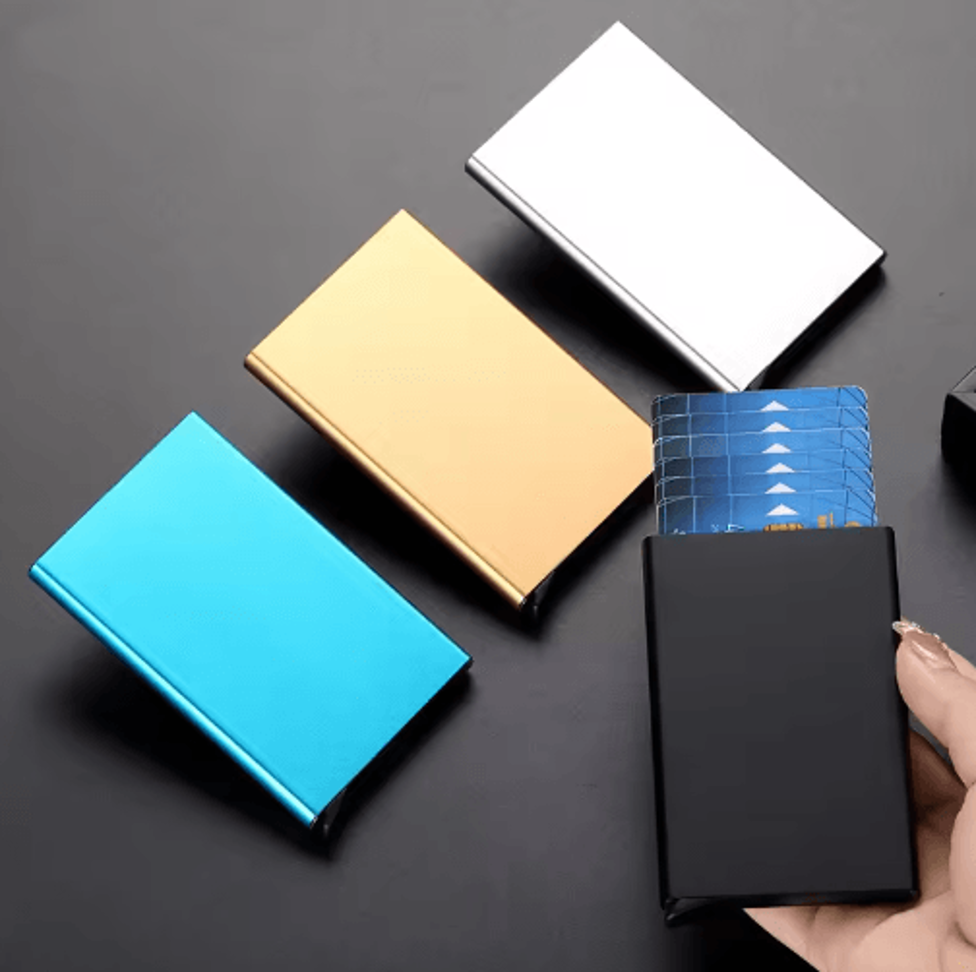 slim aluminum pop-up card holder – minimalist metal wallet for men