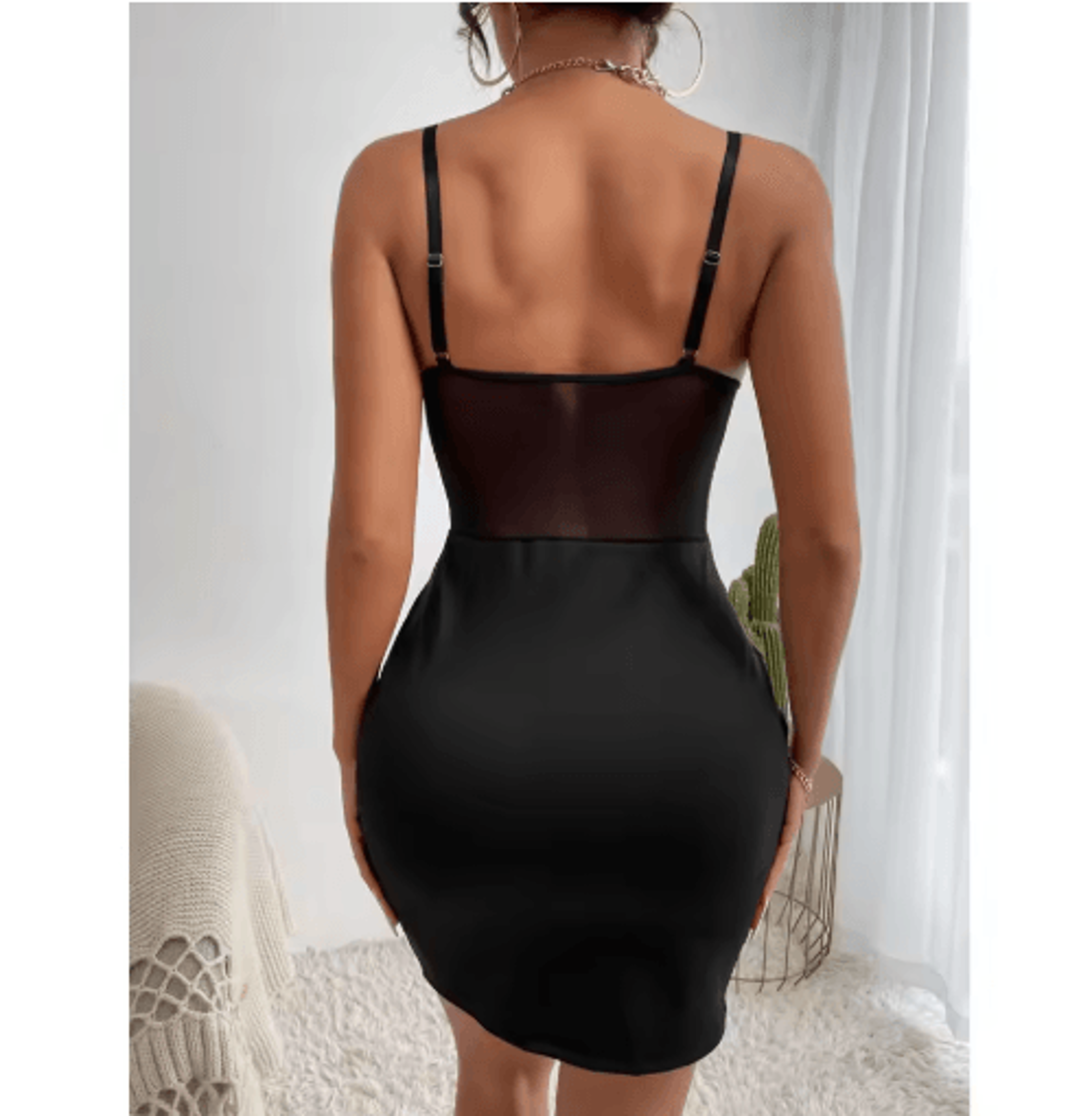 Y2K Sheer Mesh Bodycon Dress  Halter VNeck Club Party Outfit 5