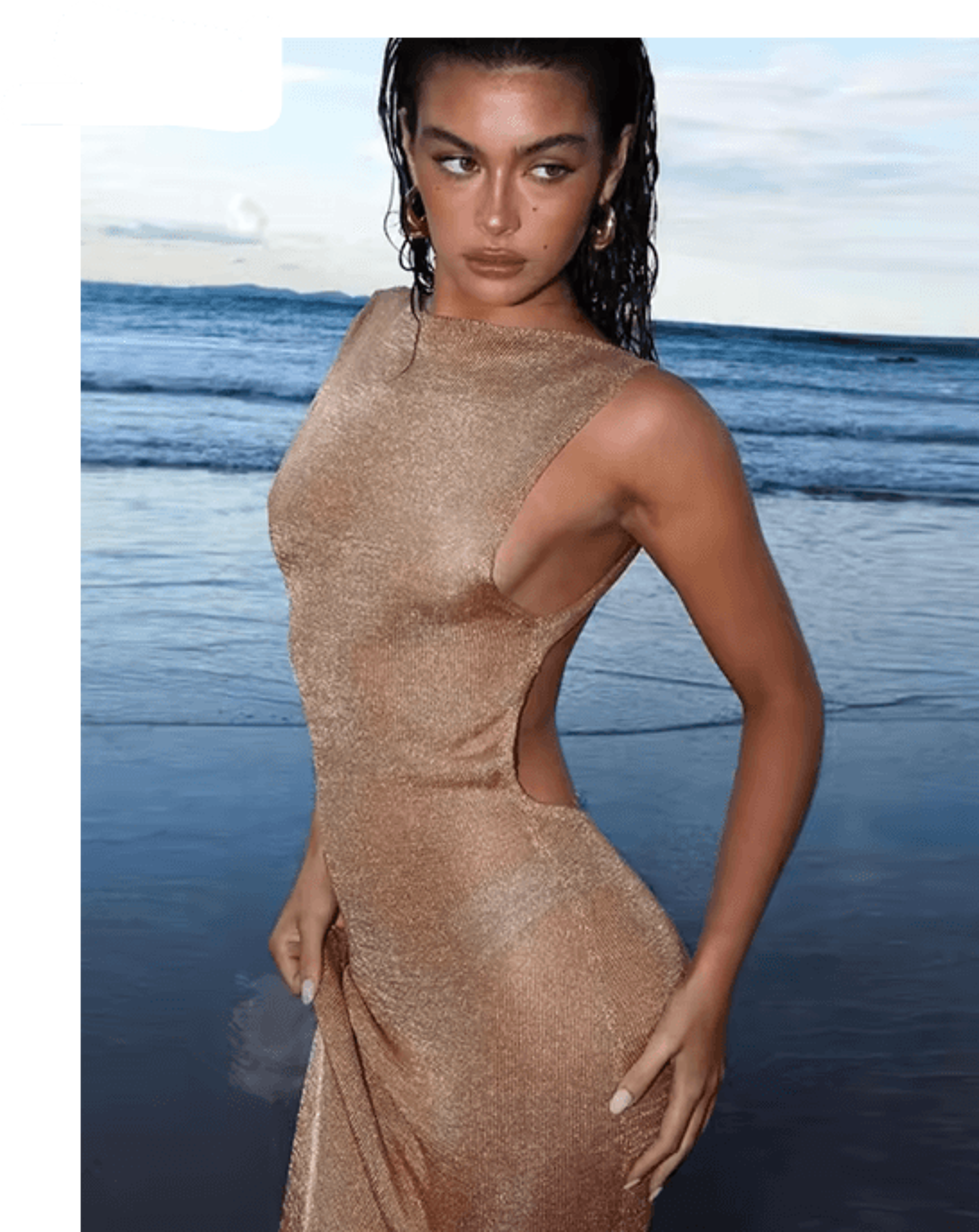 Womens Shiny Sheer Maxi Dress  Backless Sleeveless Bodycon Gown 5