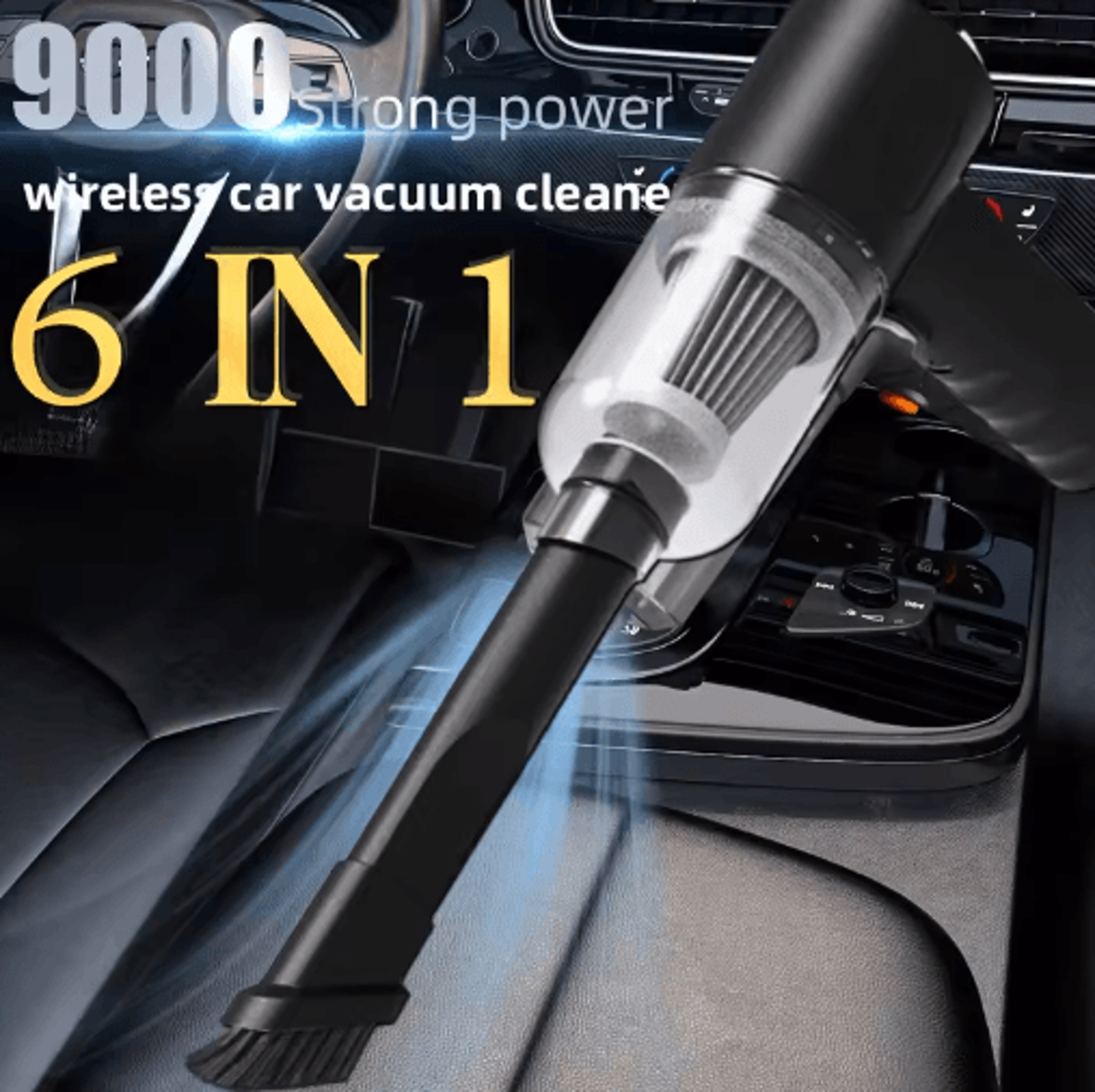 6-in-1 cordless car vacuum cleaner – portable handheld suction & blower