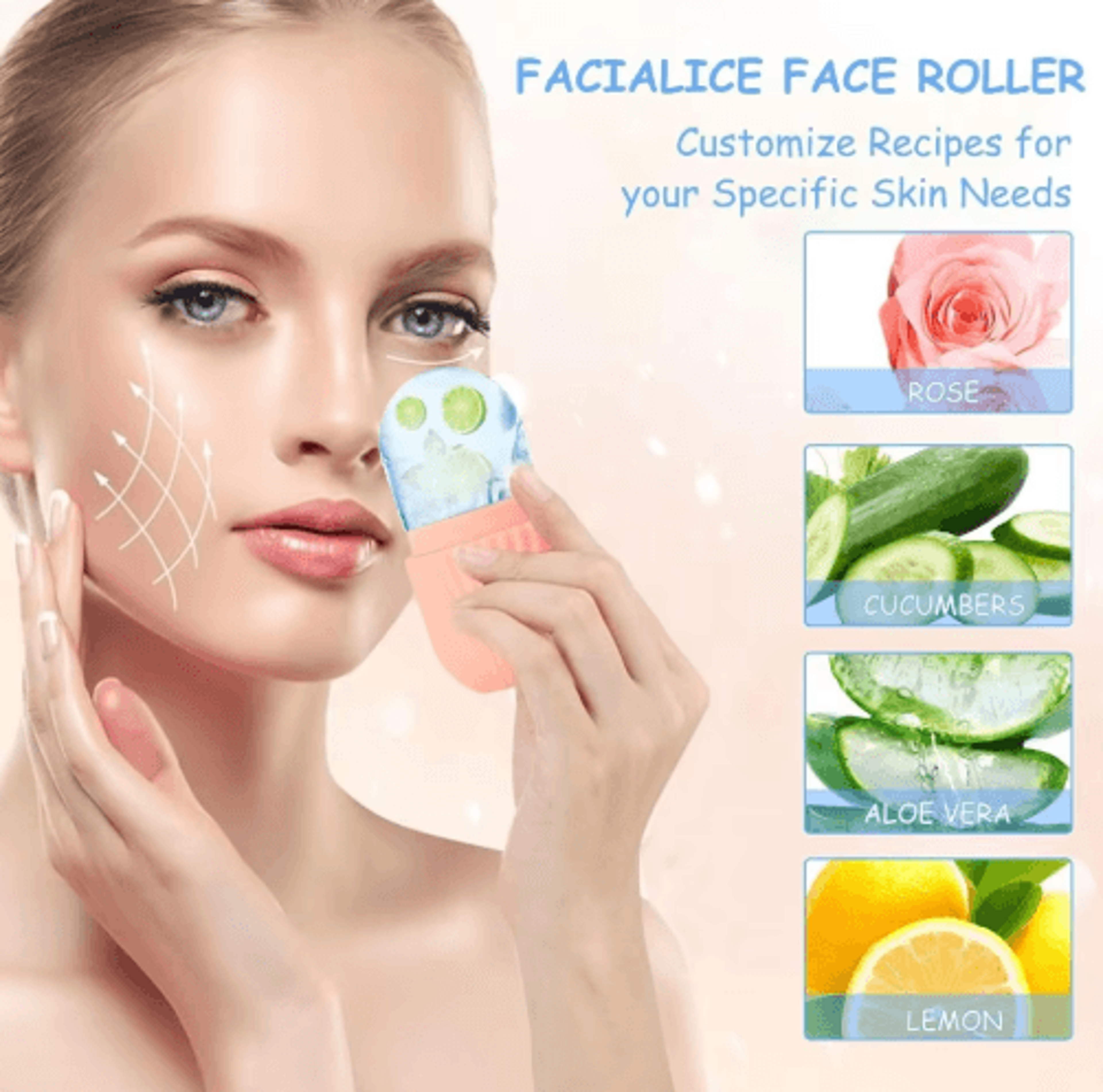 Stainless Steel Ice Face Roller  Gua Sha Set  Cooling Facial Massage Tools 12