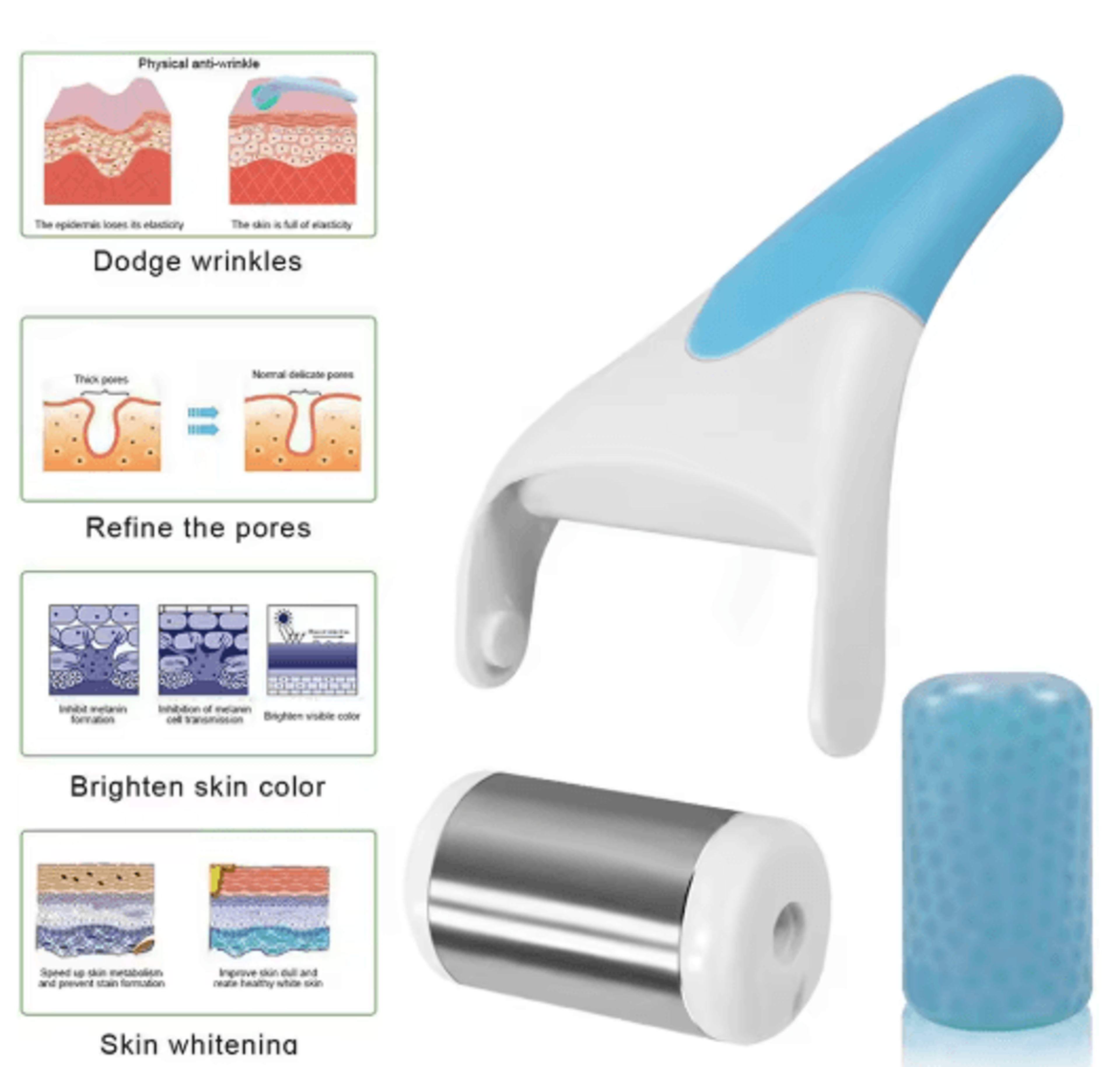 stainless steel ice face roller – cooling facial massage & skincare tool