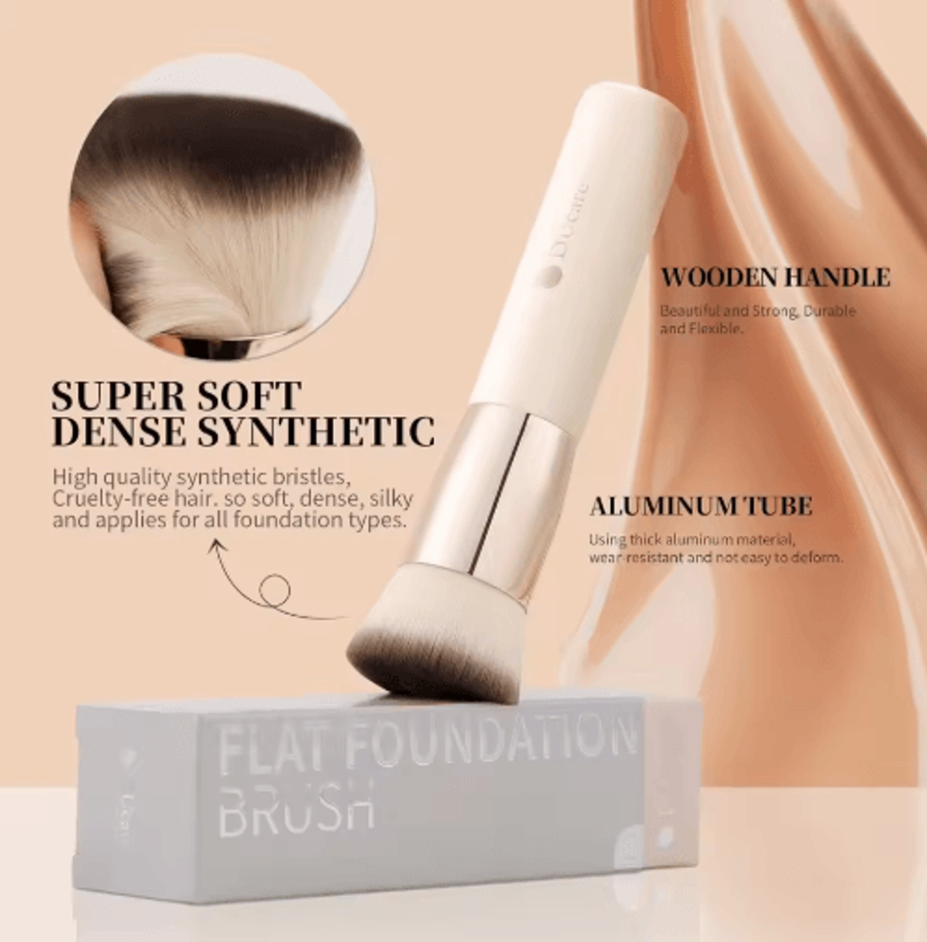 flat top kabuki foundation brush – soft synthetic makeup blending tool