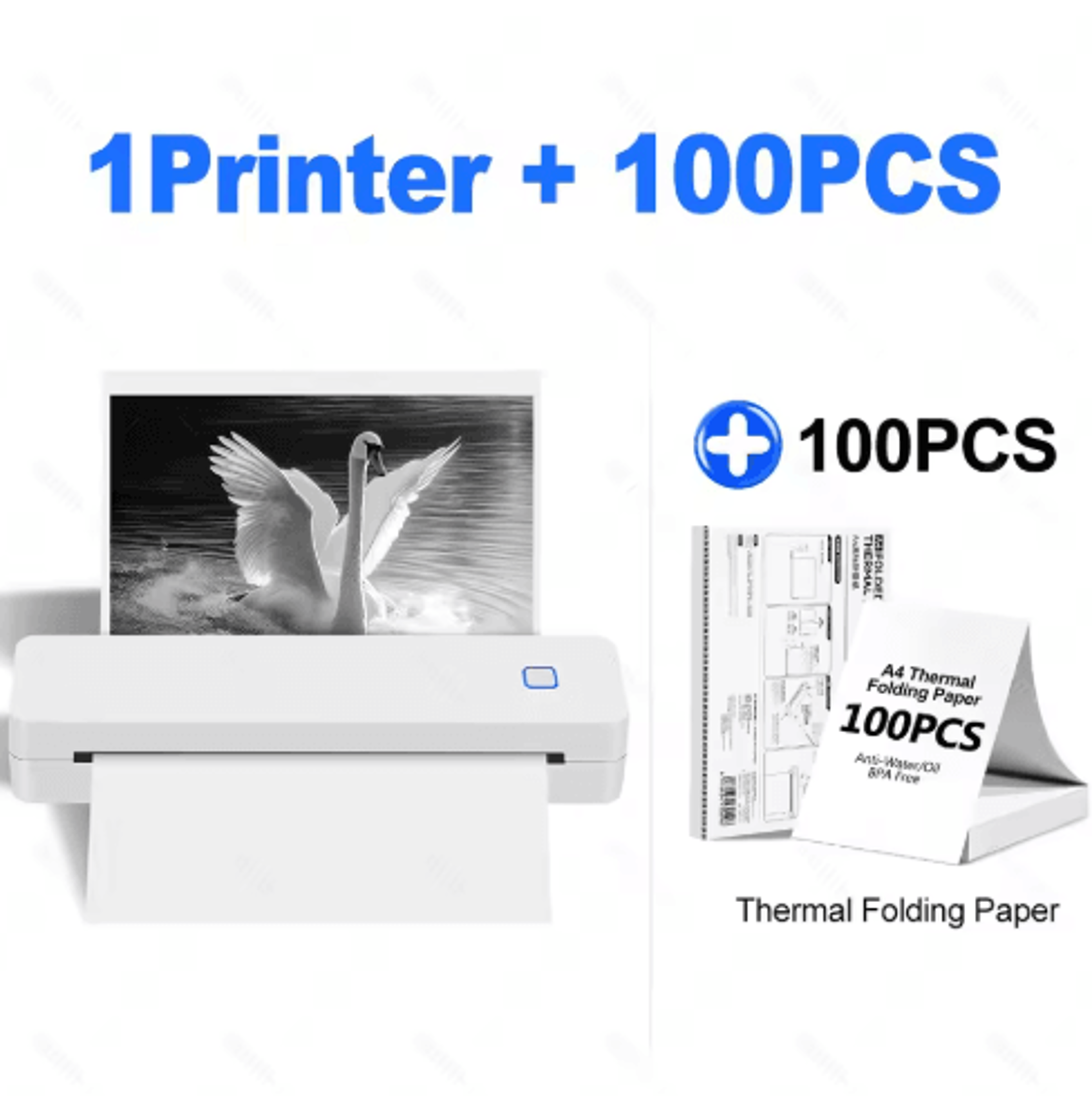 Portable Bluetooth A4 Thermal Printer  Rechargeable Inkless Travel Printer 1