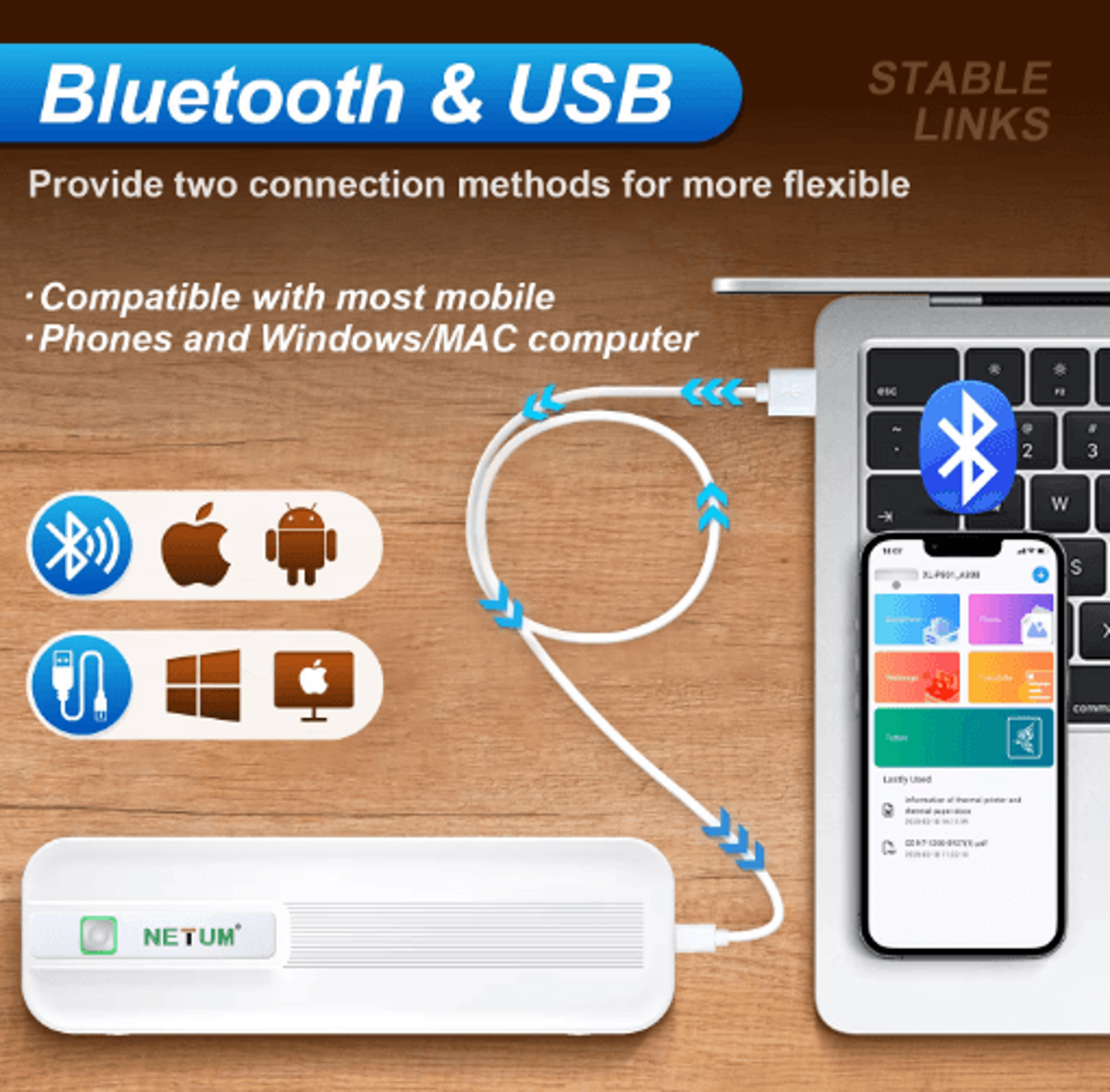 XLP801 Portable Bluetooth Thermal Printer  Inkless Wireless Printer For Phone  PC 6