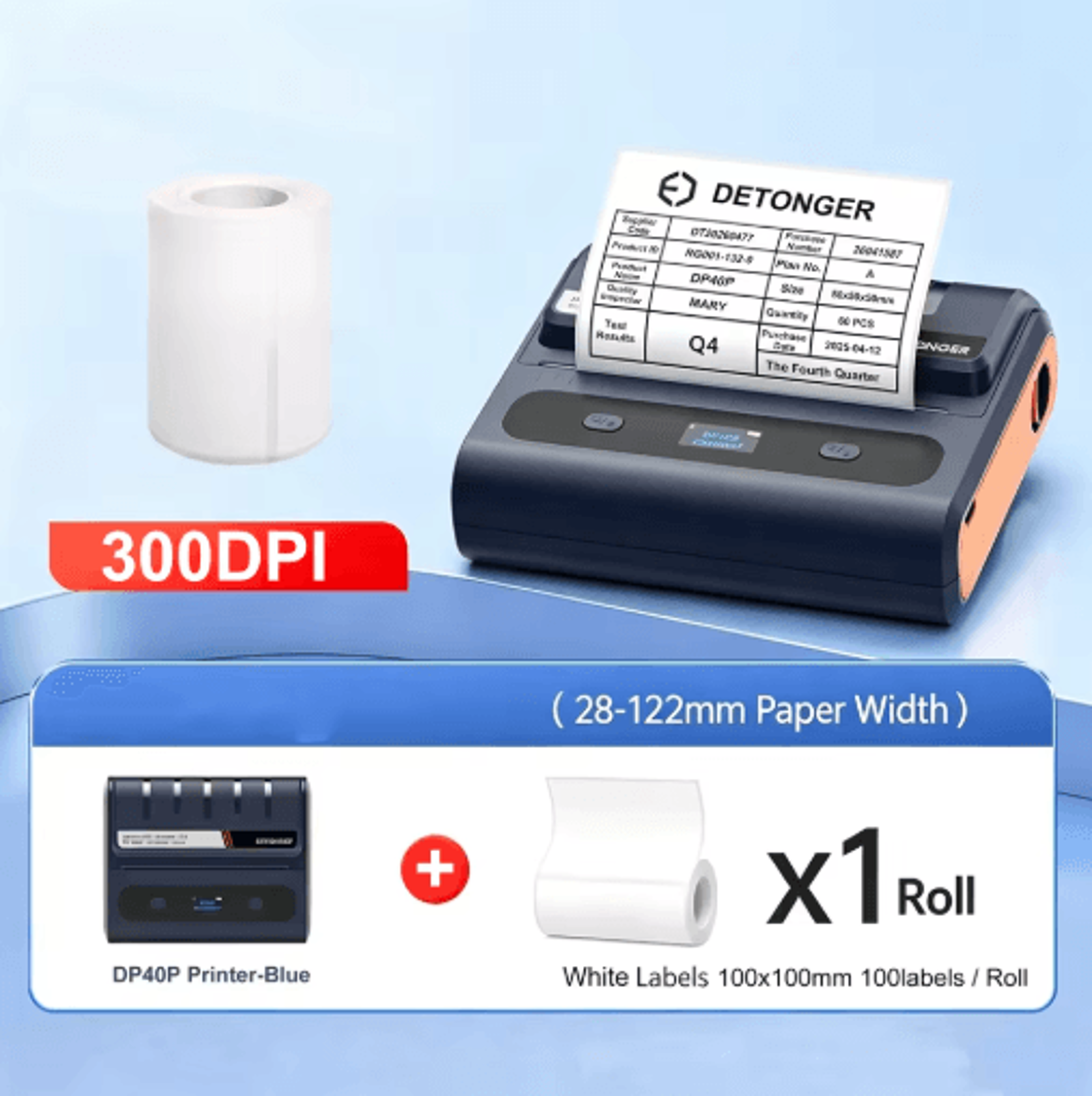DP40S Wireless Portable Label Printer  4Inch Inkless Barcode Printer 4