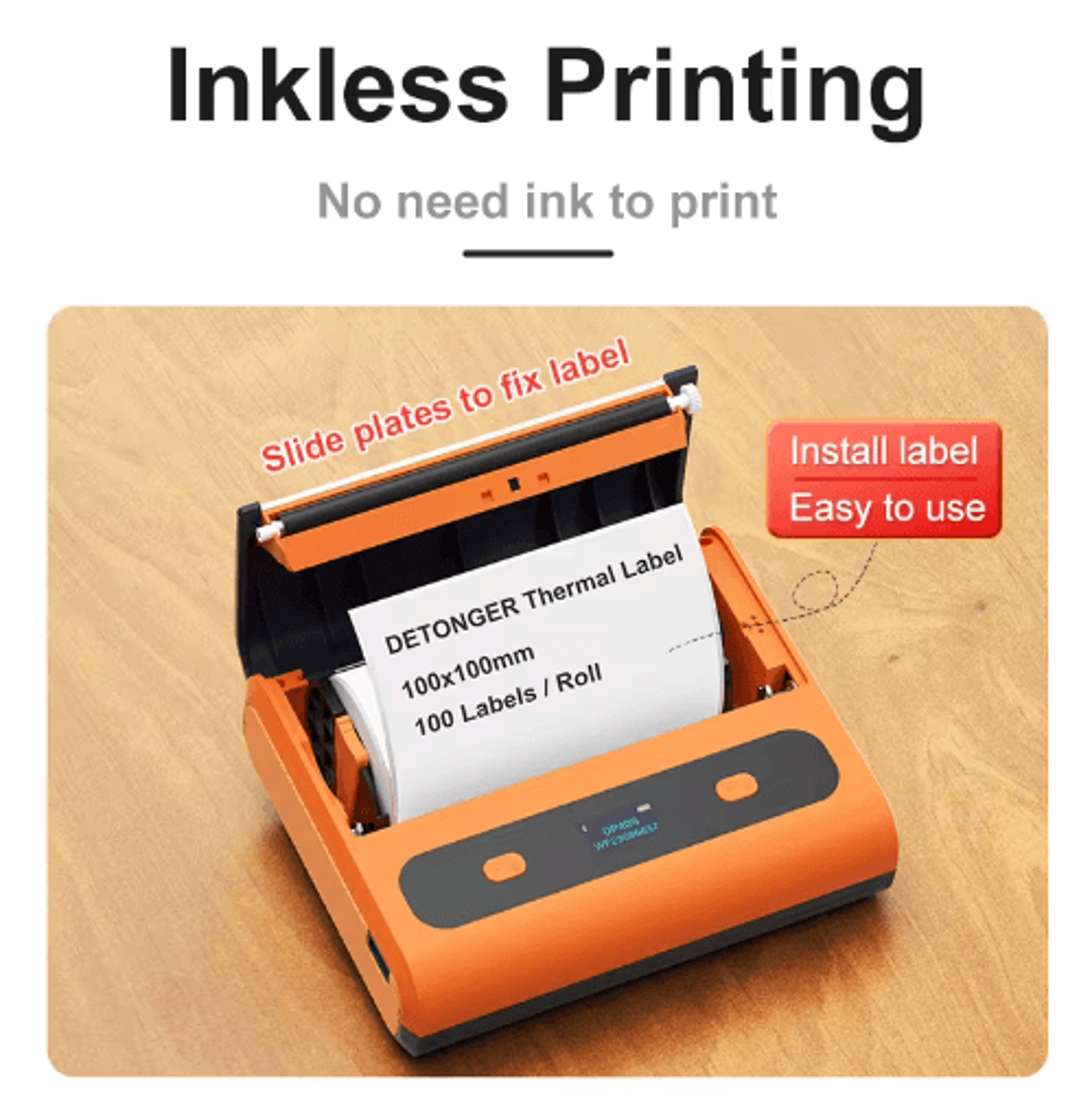 DP40S Wireless Portable Label Printer  4Inch Inkless Barcode Printer 9