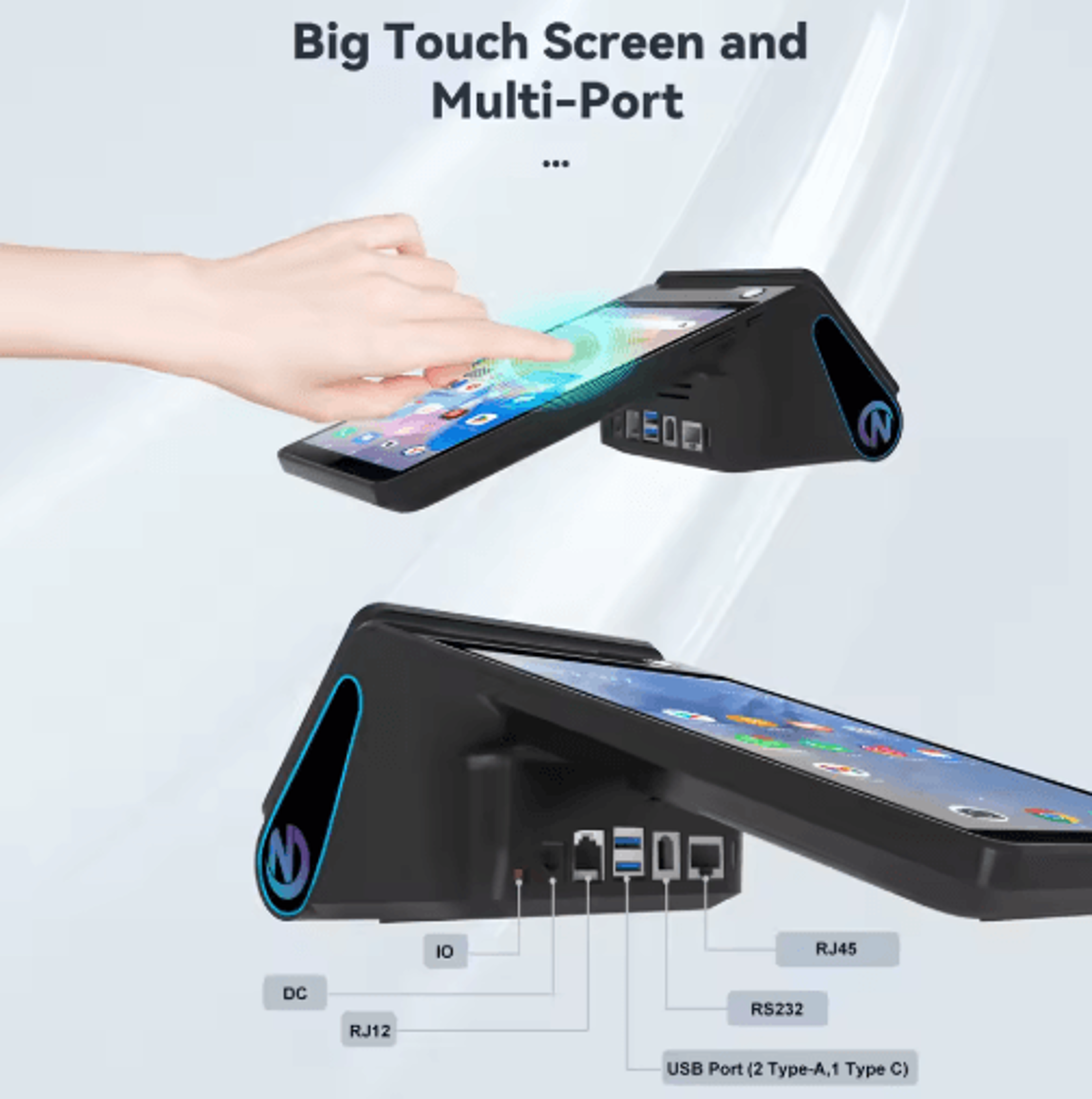Android 14 DualScreen POS Cash Register  Touchscreen Terminal With NFC  Thermal Printer 9