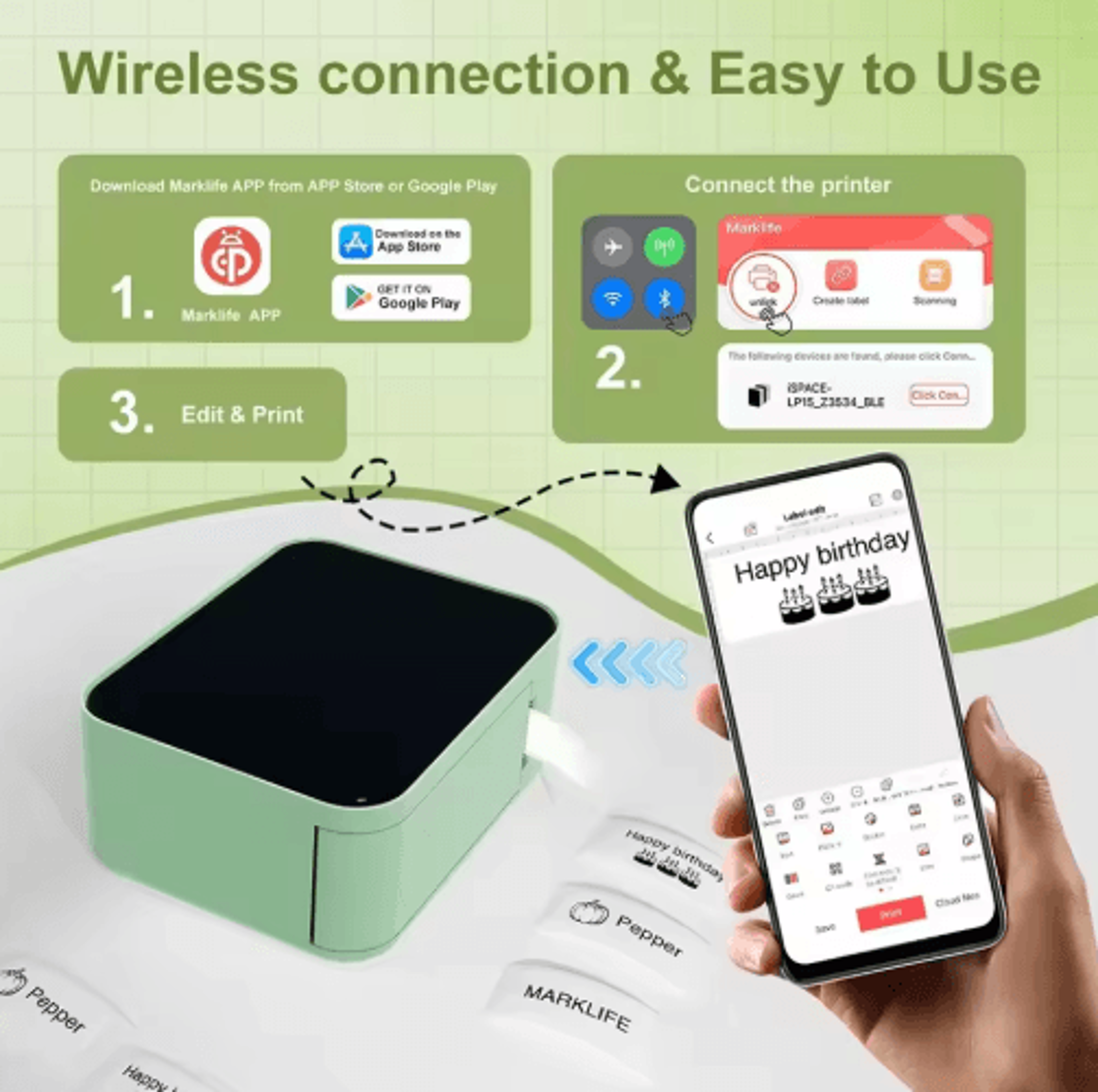P15 Mini Bluetooth Label Printer  Portable Inkless Sticker Maker 5