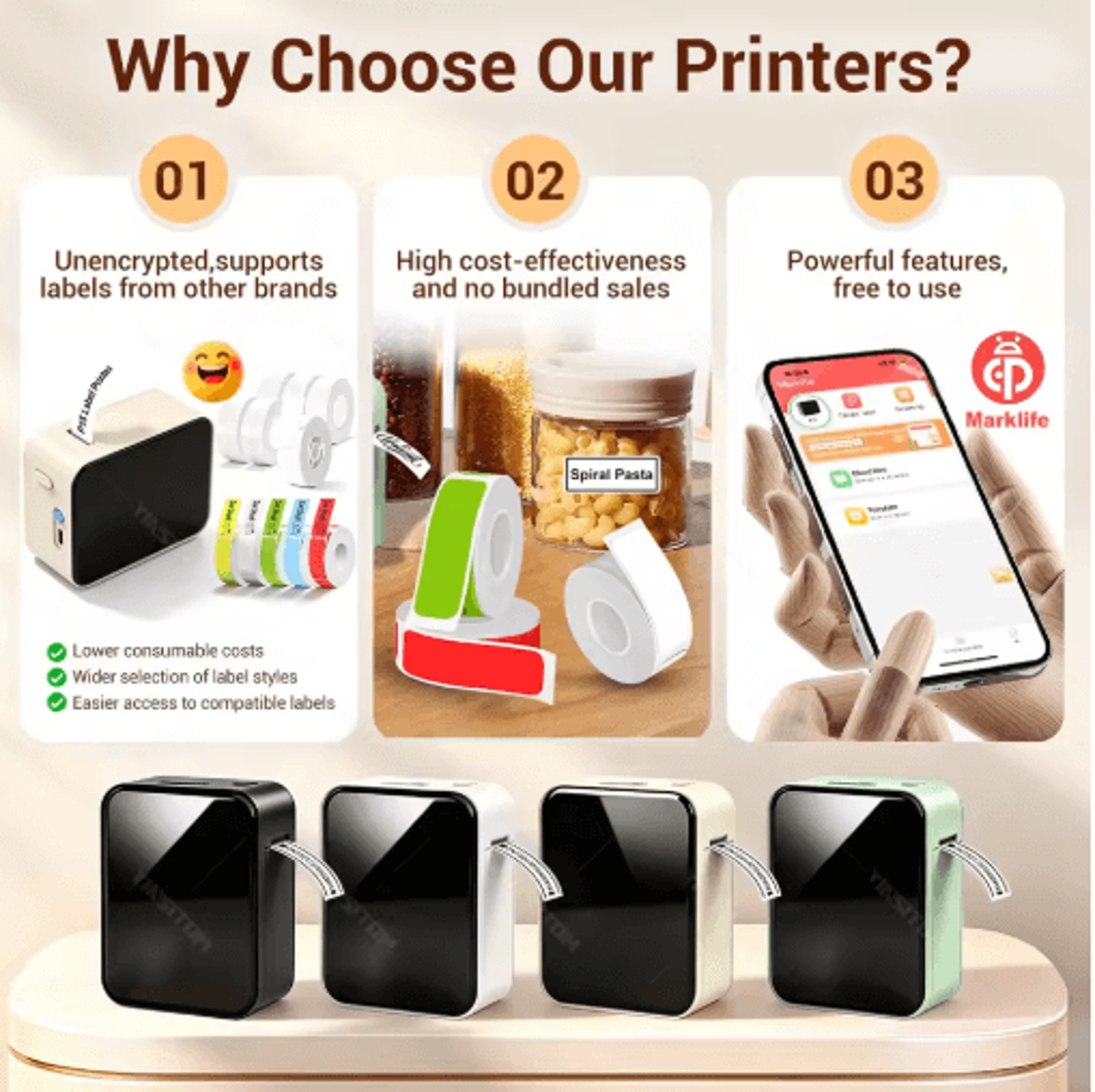 P15 Mini Bluetooth Label Printer  Portable Inkless Name Tag And Price Label Maker 10