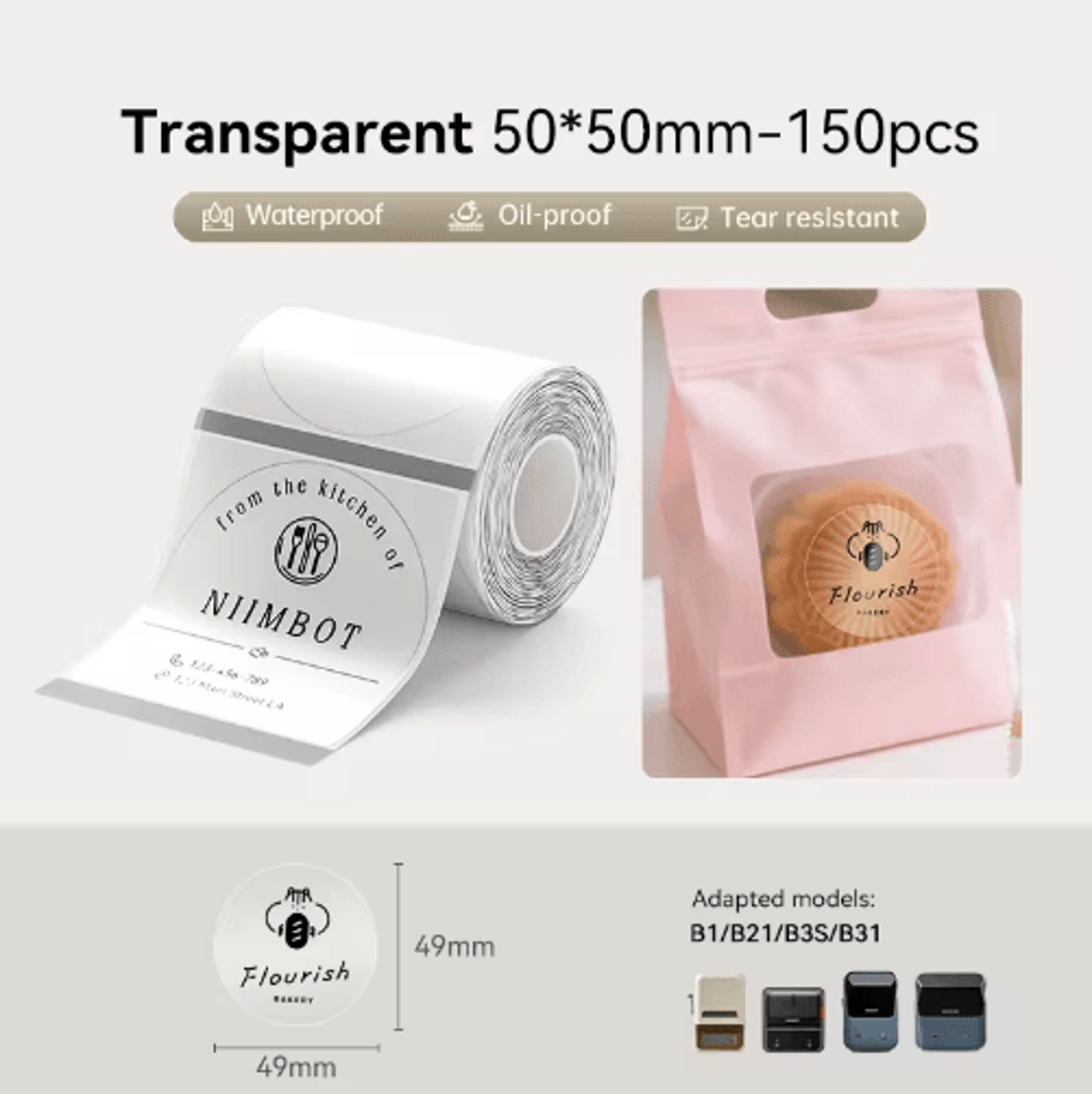 Transparent Thermal Label Stickers  3050mm Adhesive Labels For NIIMBOT Printers 2