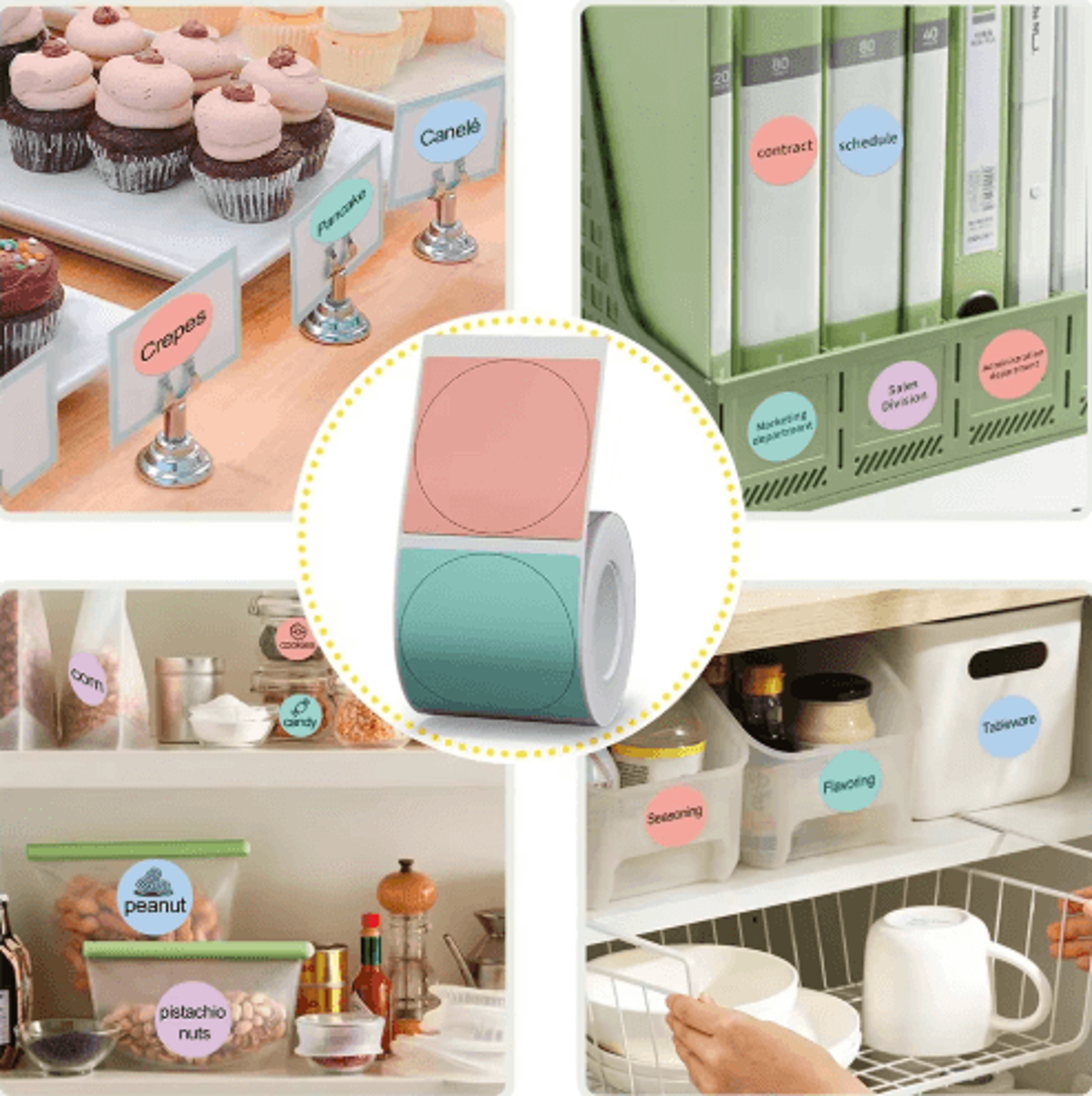 Round Color Thermal Label Stickers  Waterproof SelfAdhesive Printer Labels 10