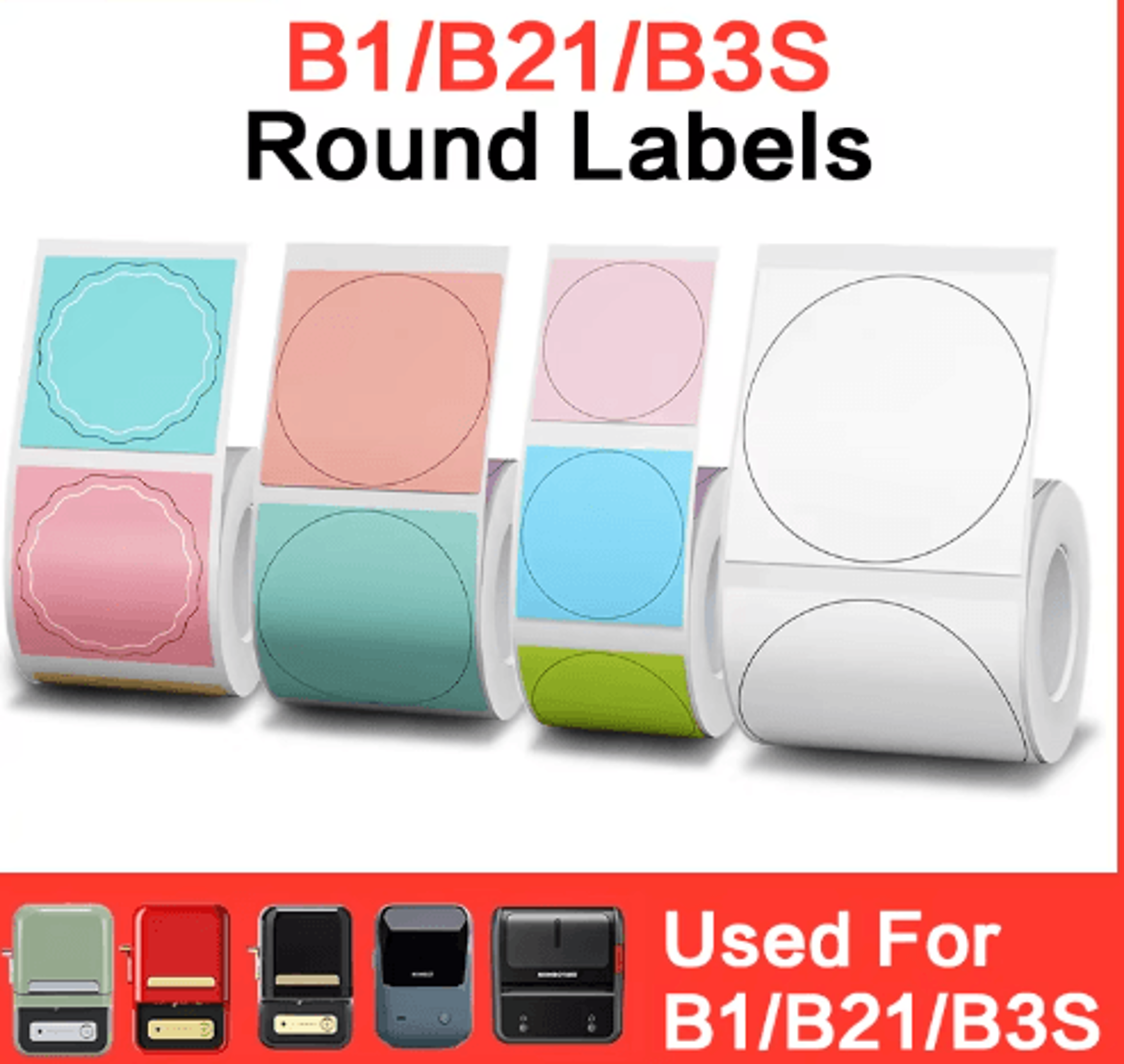 round color thermal label stickers – waterproof self-adhesive printer labels