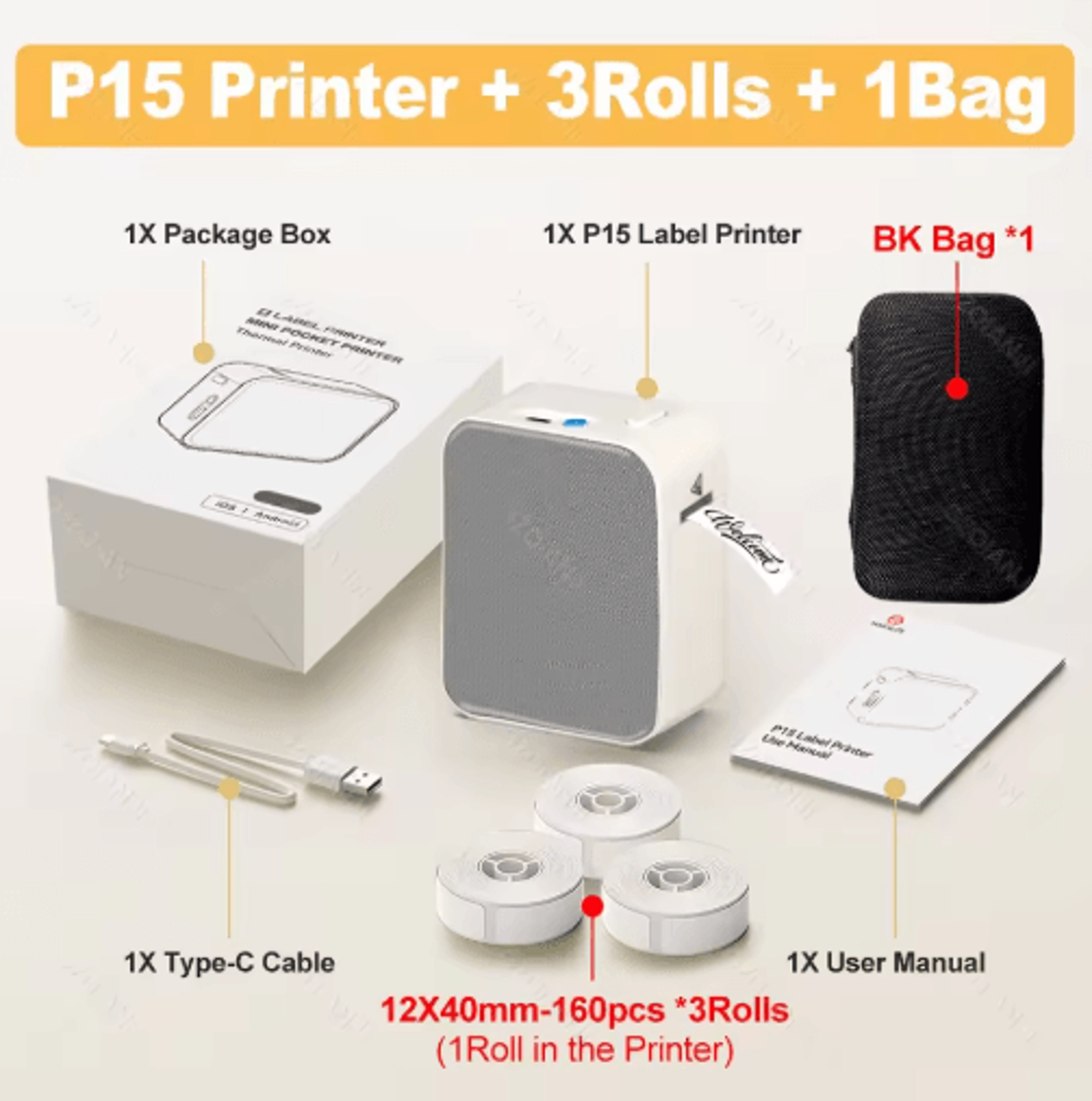 P15 Bluetooth Label Printer  Portable Inkless Mini Label Maker 1