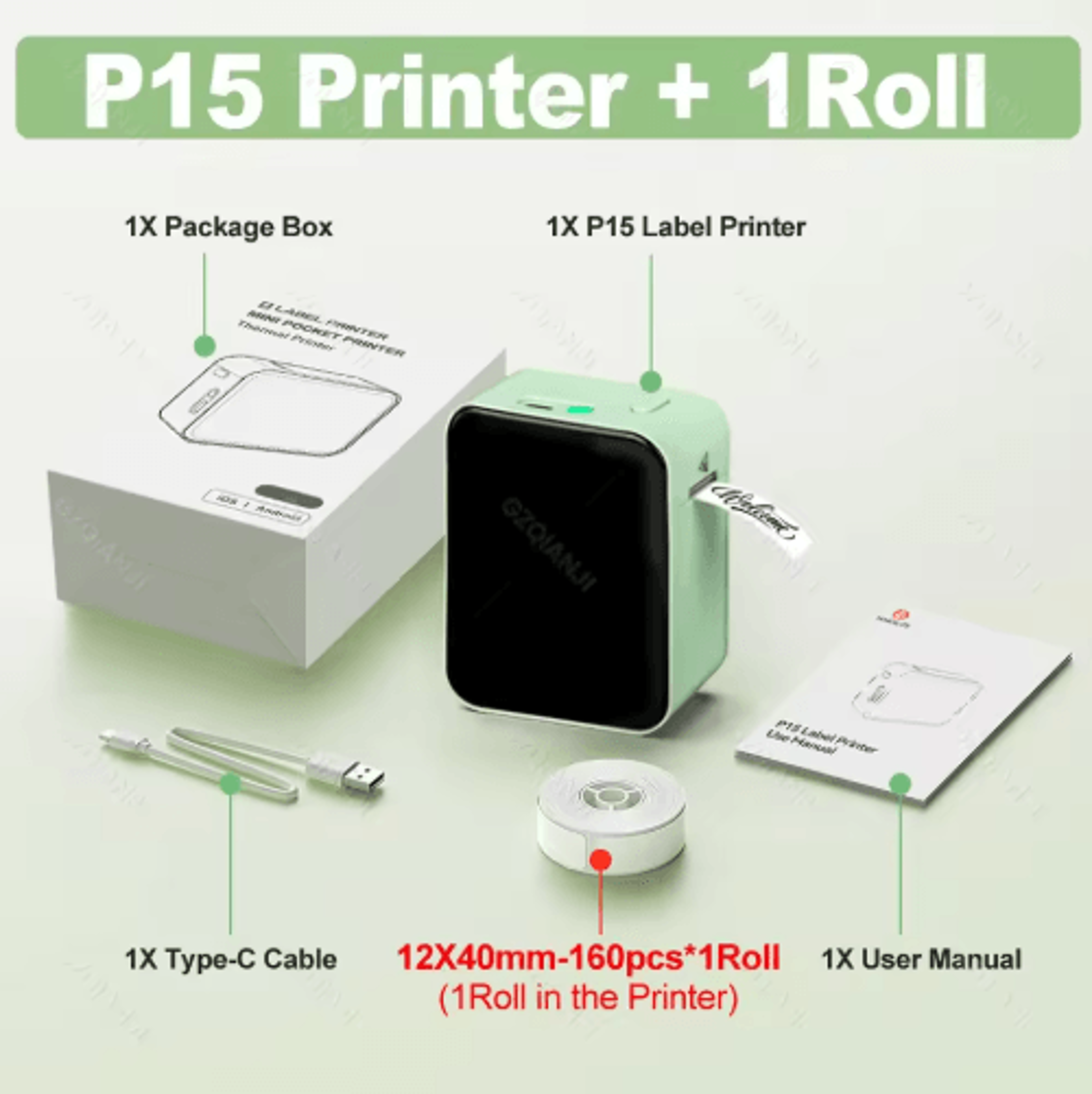 P15 Bluetooth Label Printer  Portable Inkless Mini Label Maker 5