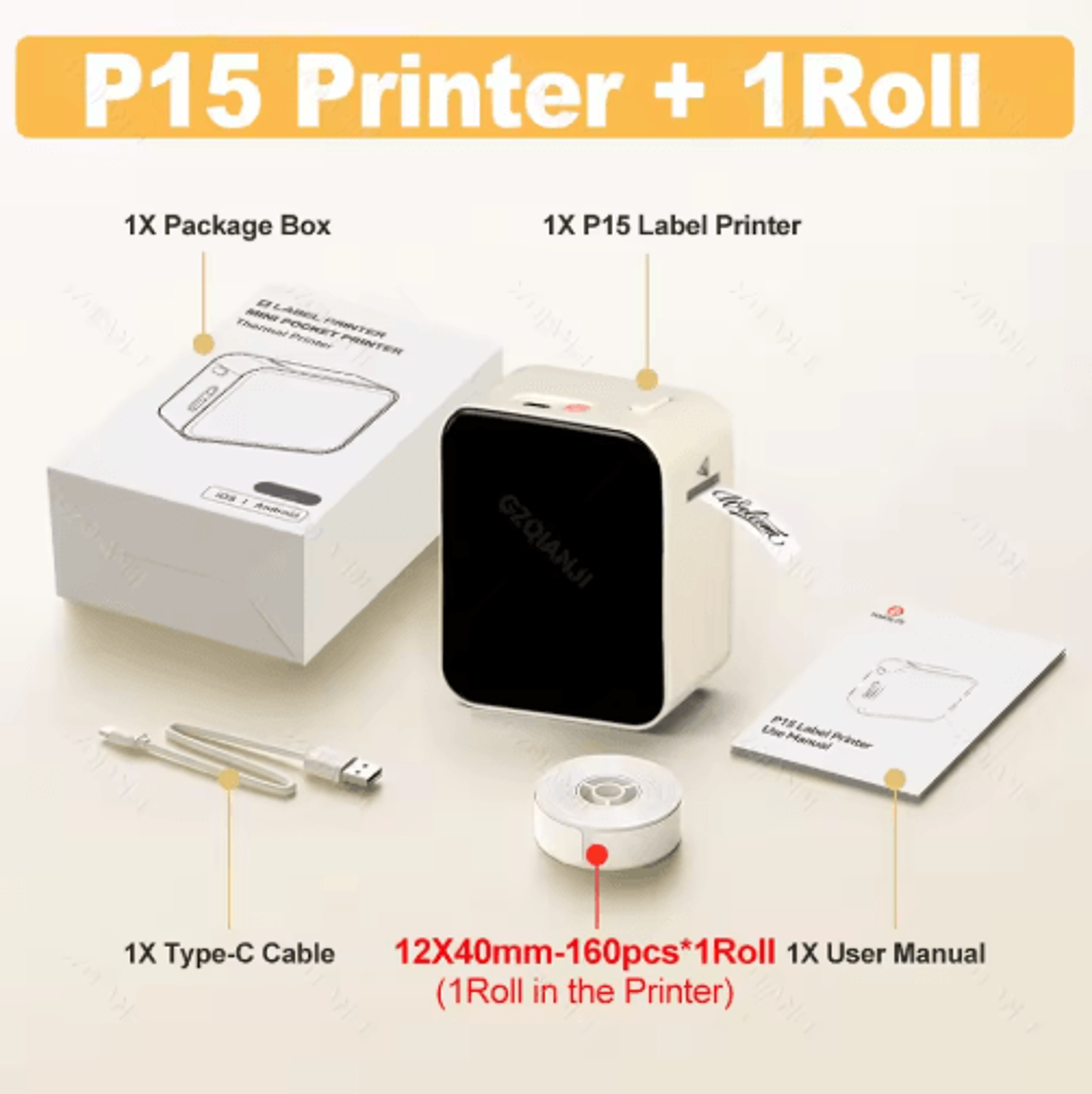 P15 Bluetooth Label Printer  Portable Inkless Mini Label Maker 6