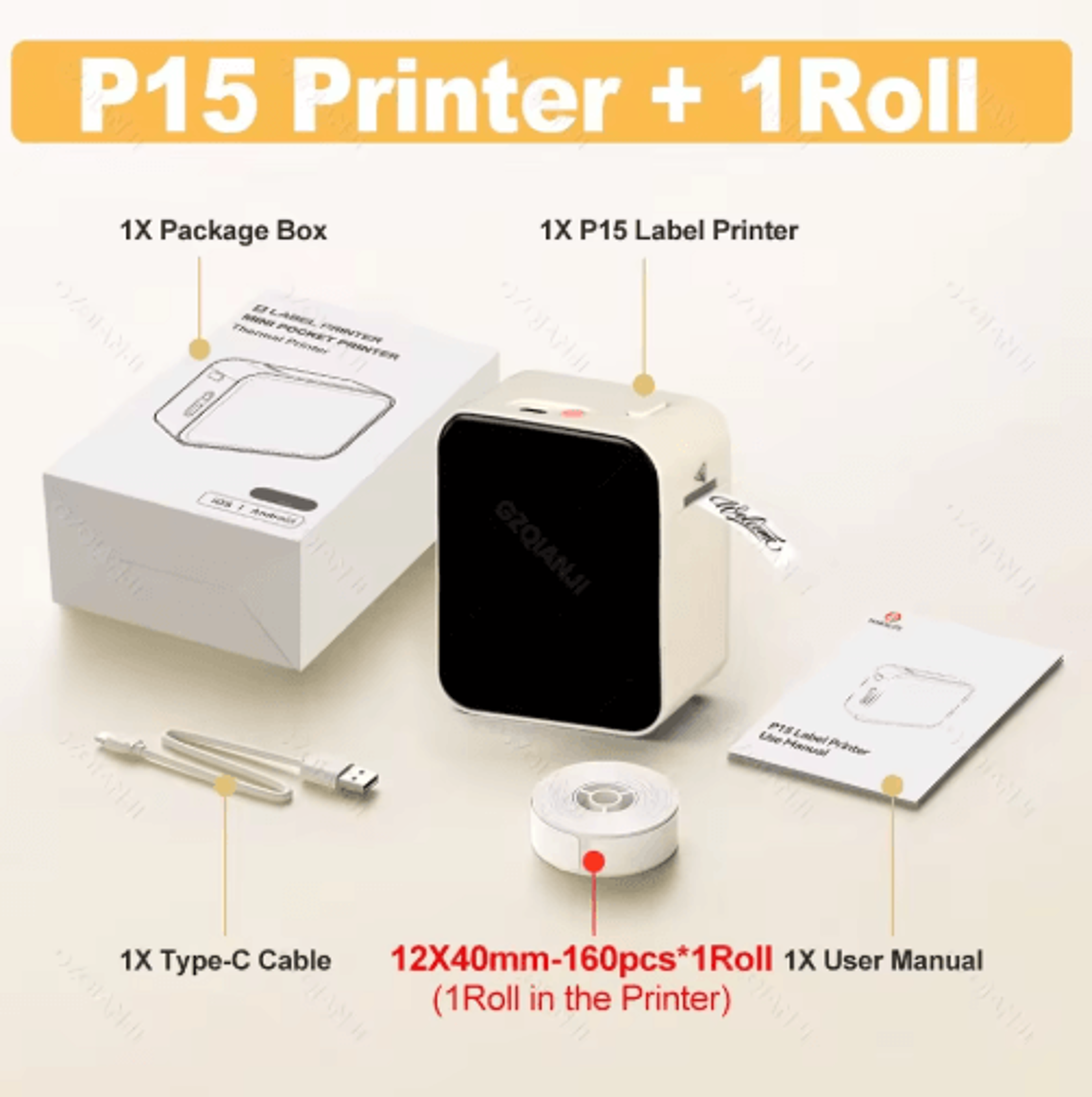 P15 Bluetooth Label Printer  Portable Inkless Mini Label Maker 10