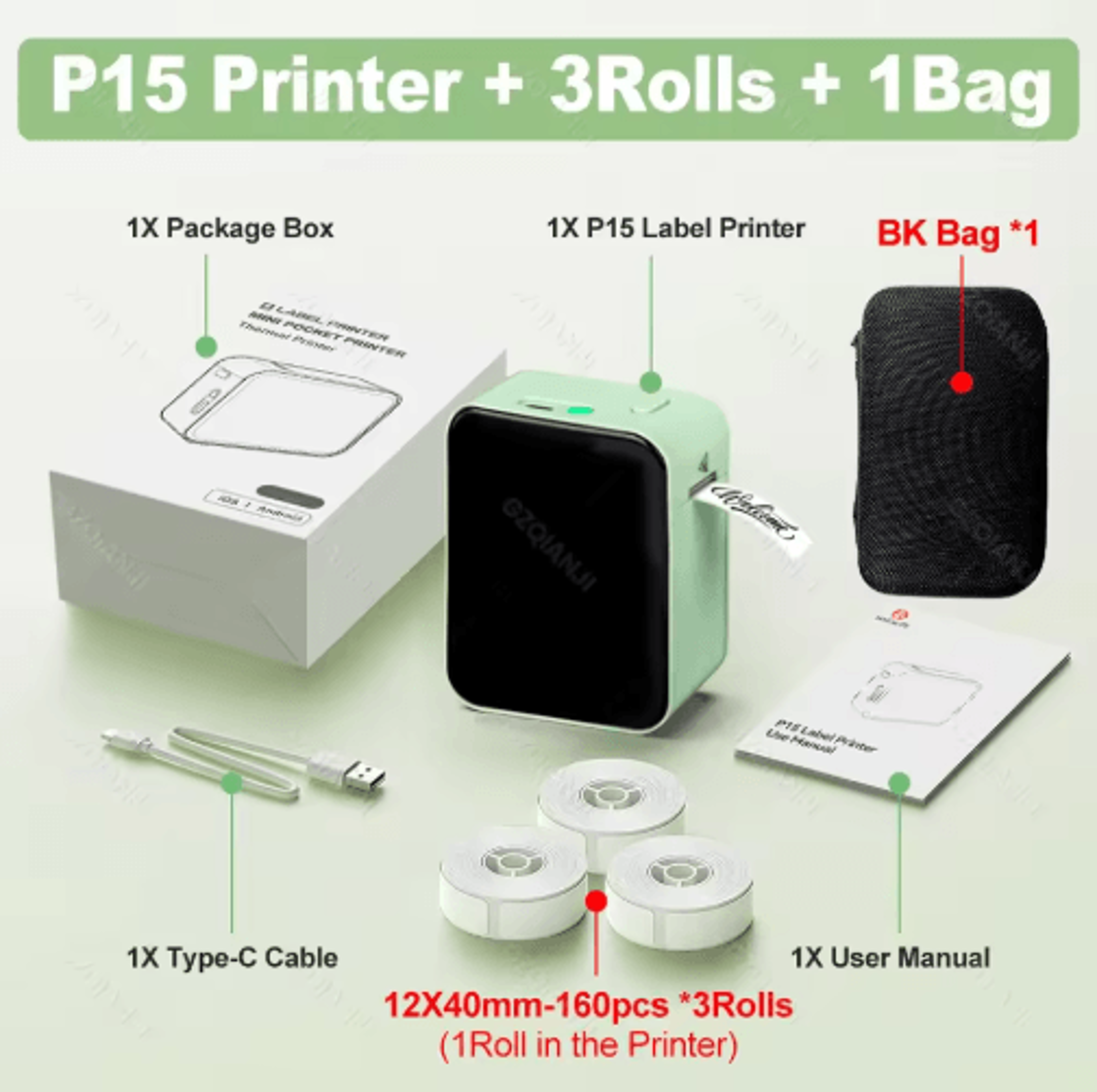 P15 Bluetooth Label Printer  Portable Inkless Mini Label Maker 7