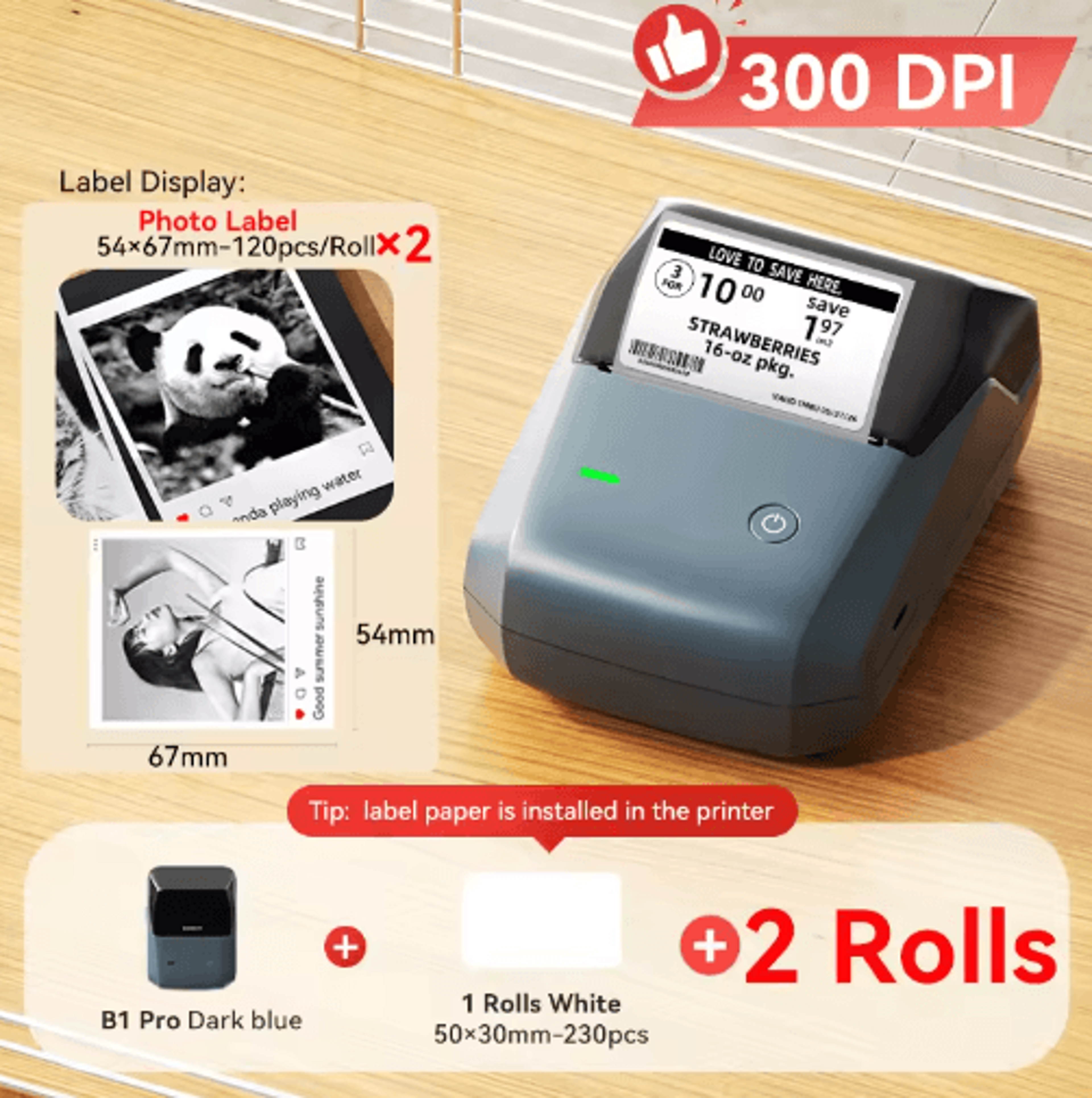 300 DPI DualColor Label Printer  Red  Black Sticker Maker 11