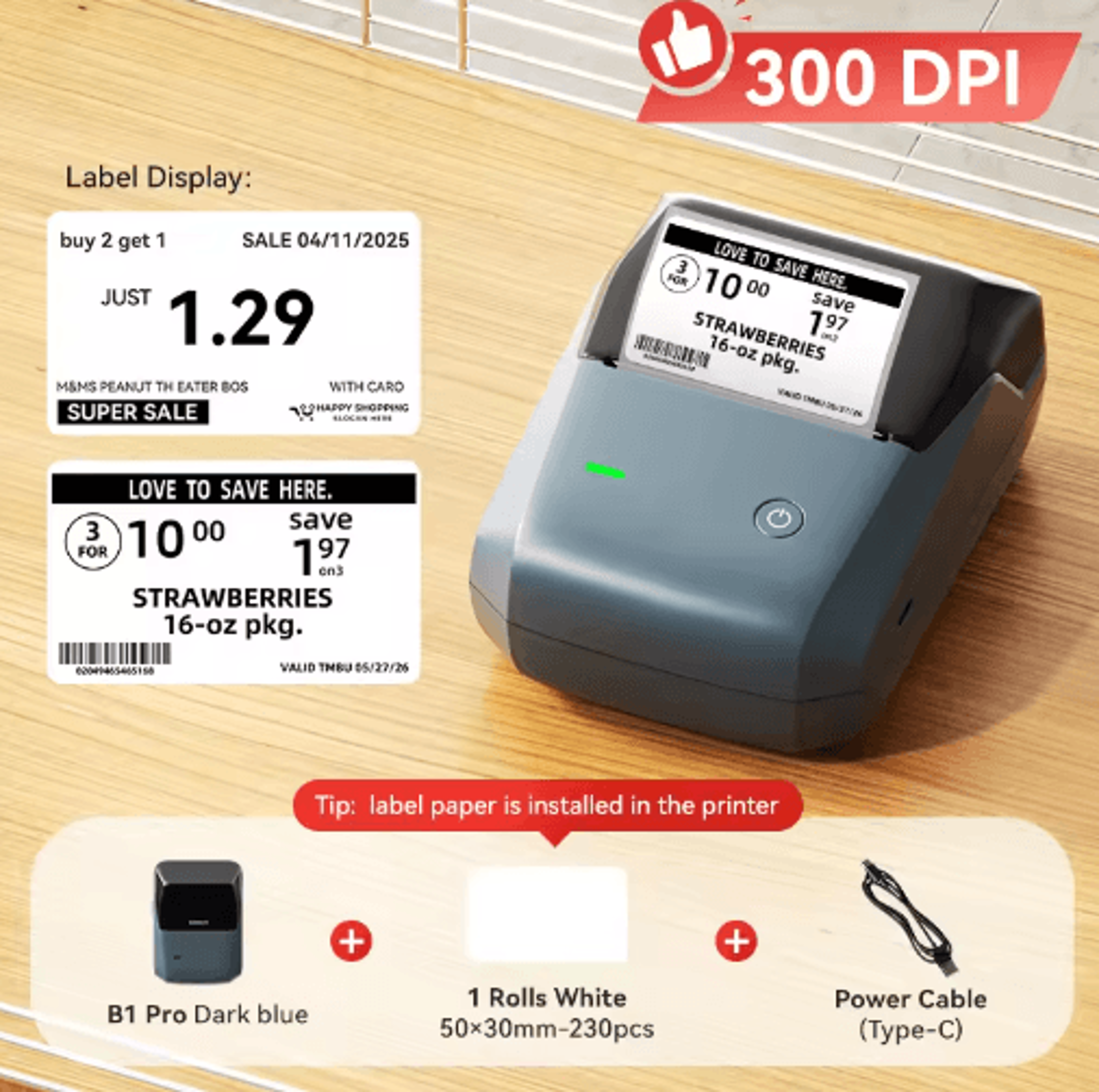 300 DPI DualColor Label Printer  Red  Black Sticker Maker 17