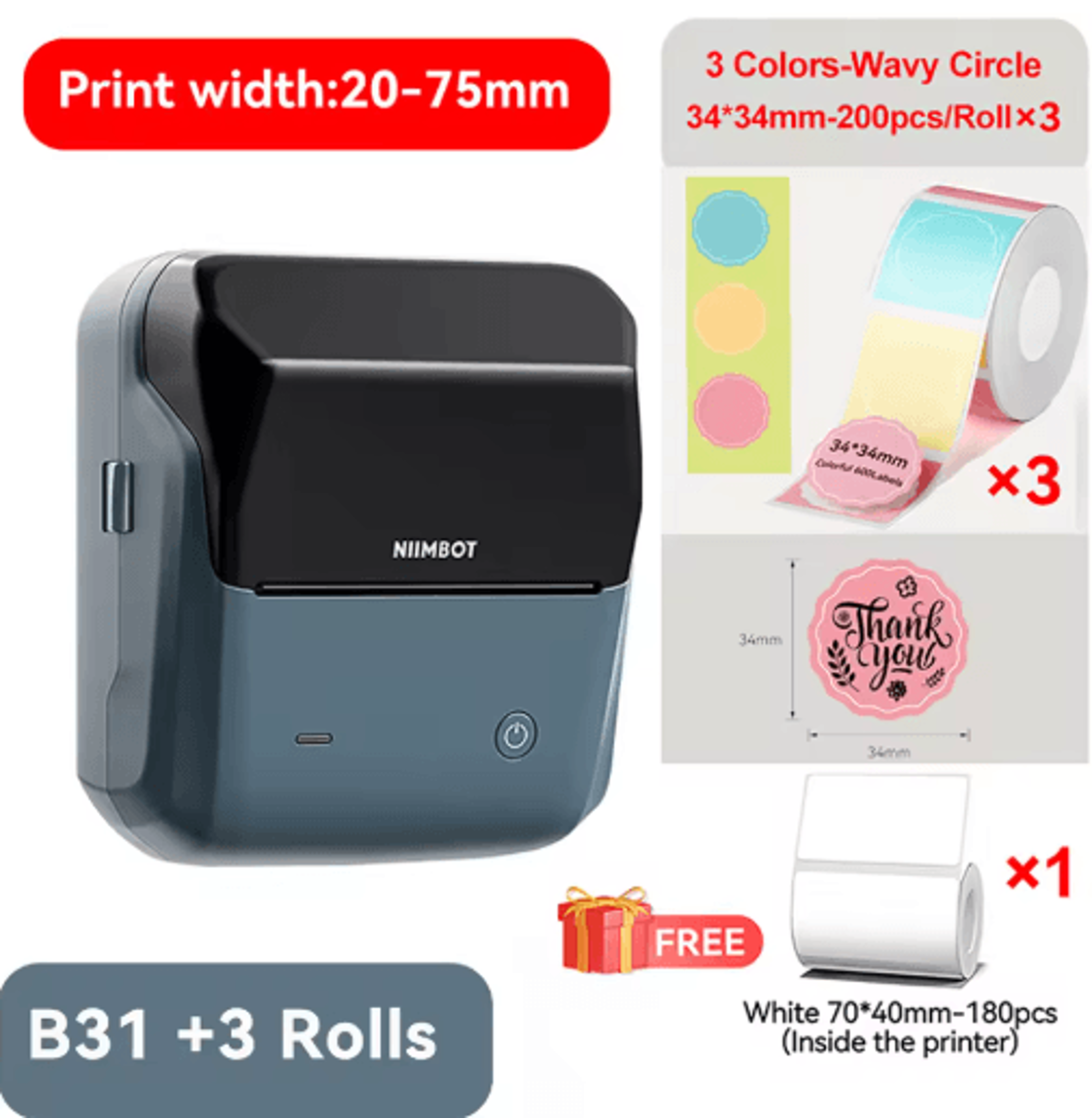 Portable Thermal Label Printer  2075mm Barcode And Sticker Maker 13