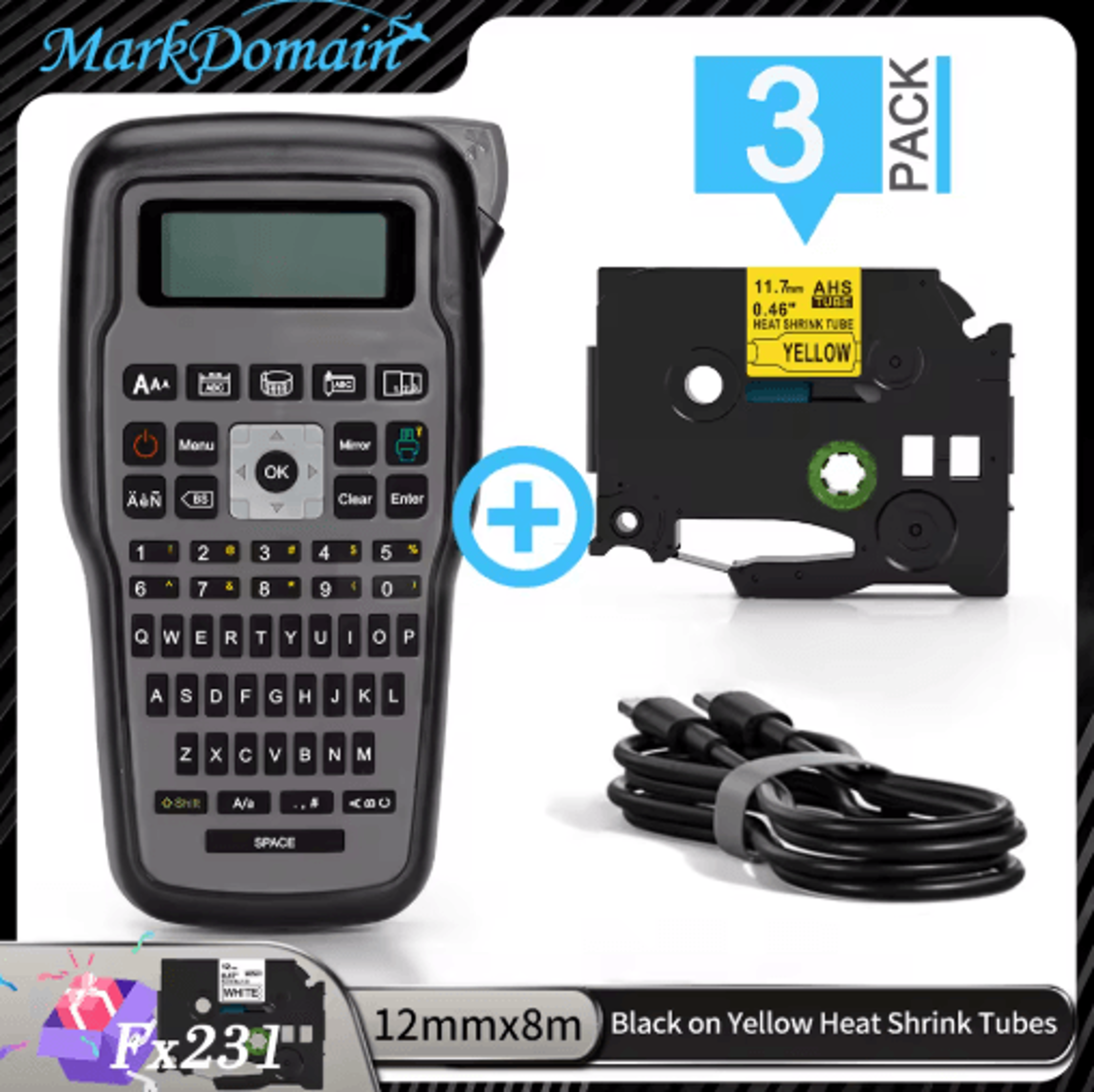 E1000 PRO Industrial Label Maker  Keyboard Label Printer For Tape  Heat Shrink Tubes 4