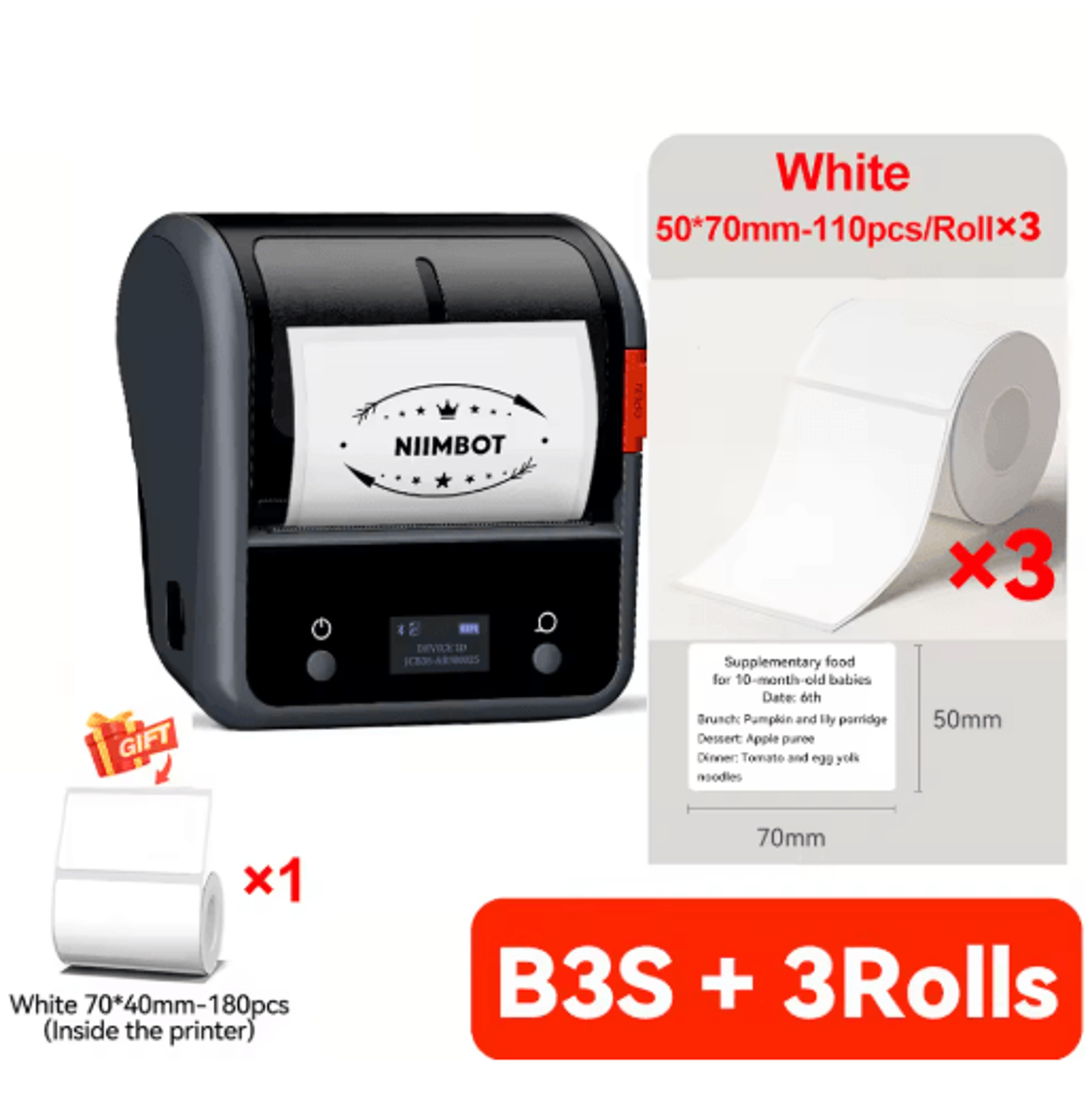 B3S Wireless Thermal Label Printer  3Inch Barcode Sticker Maker 5