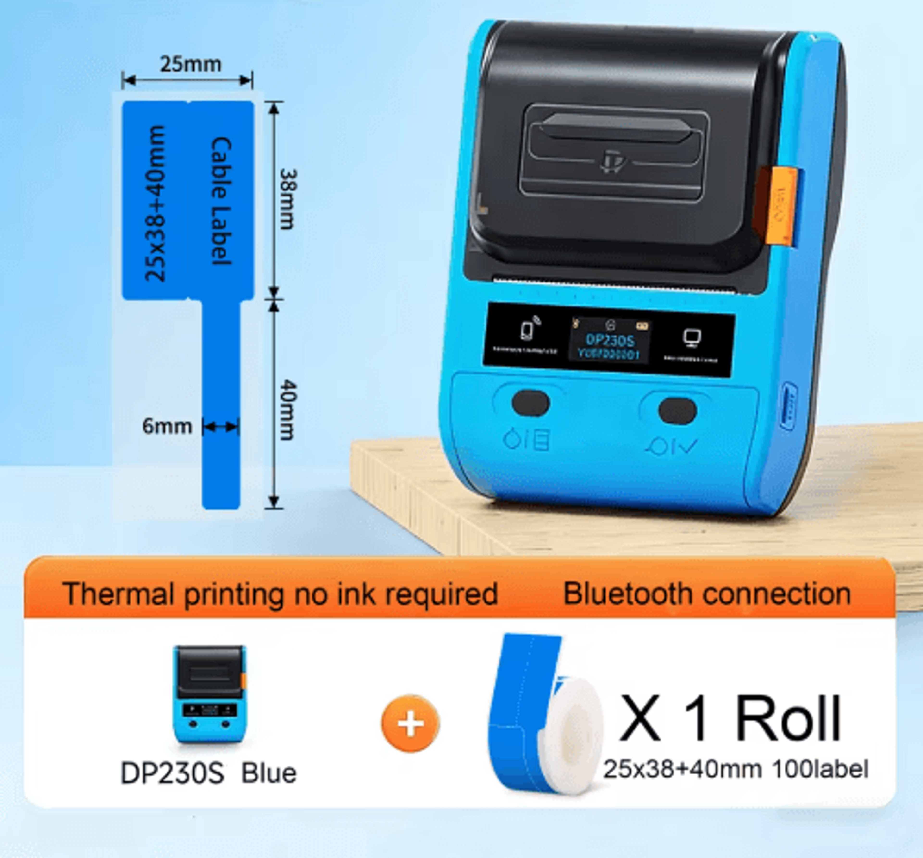 Portable Bluetooth Thermal Label Printer  Cable Tag  Barcode Maker 5