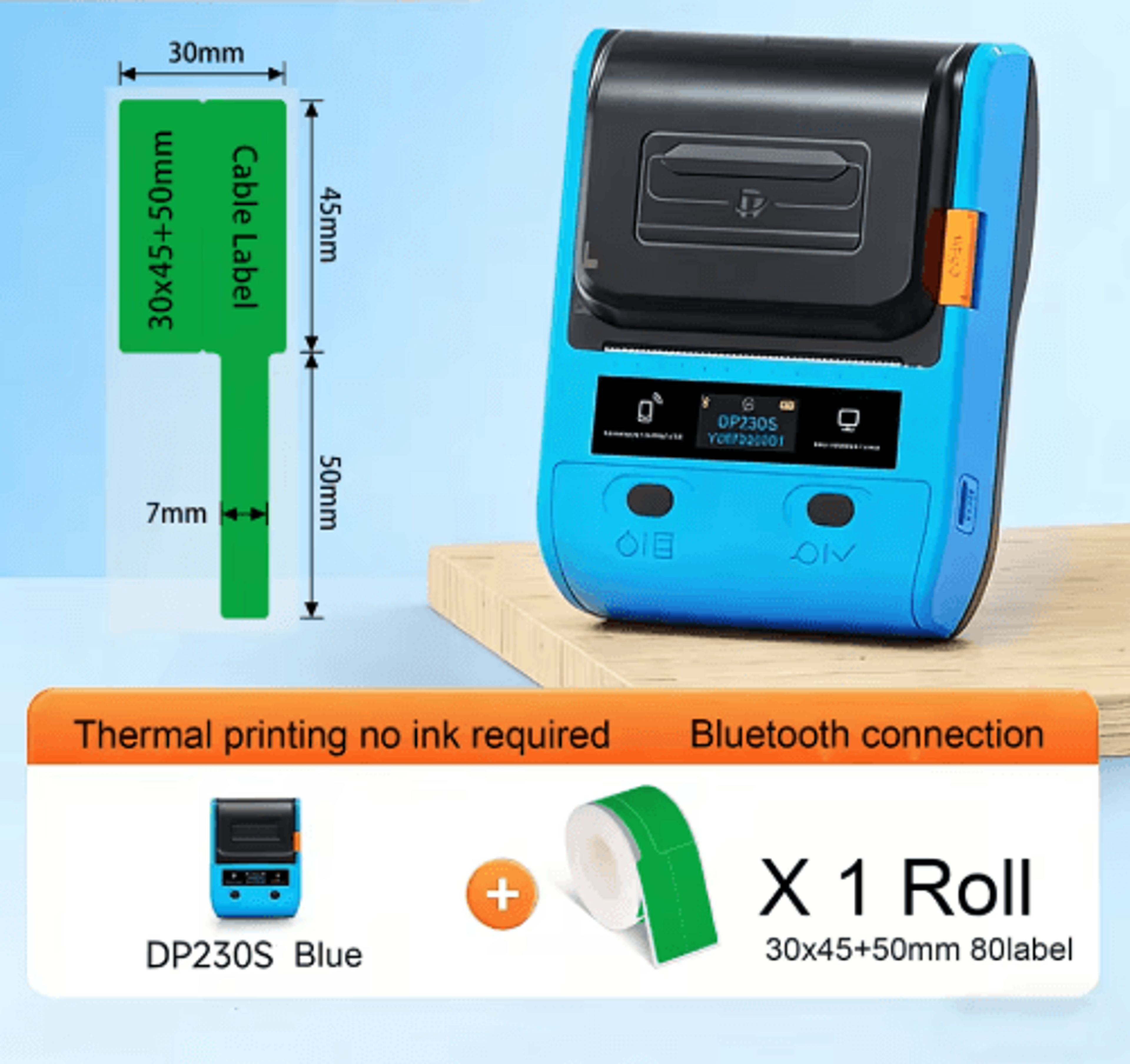 Portable Bluetooth Thermal Label Printer  Cable Tag  Barcode Maker 3