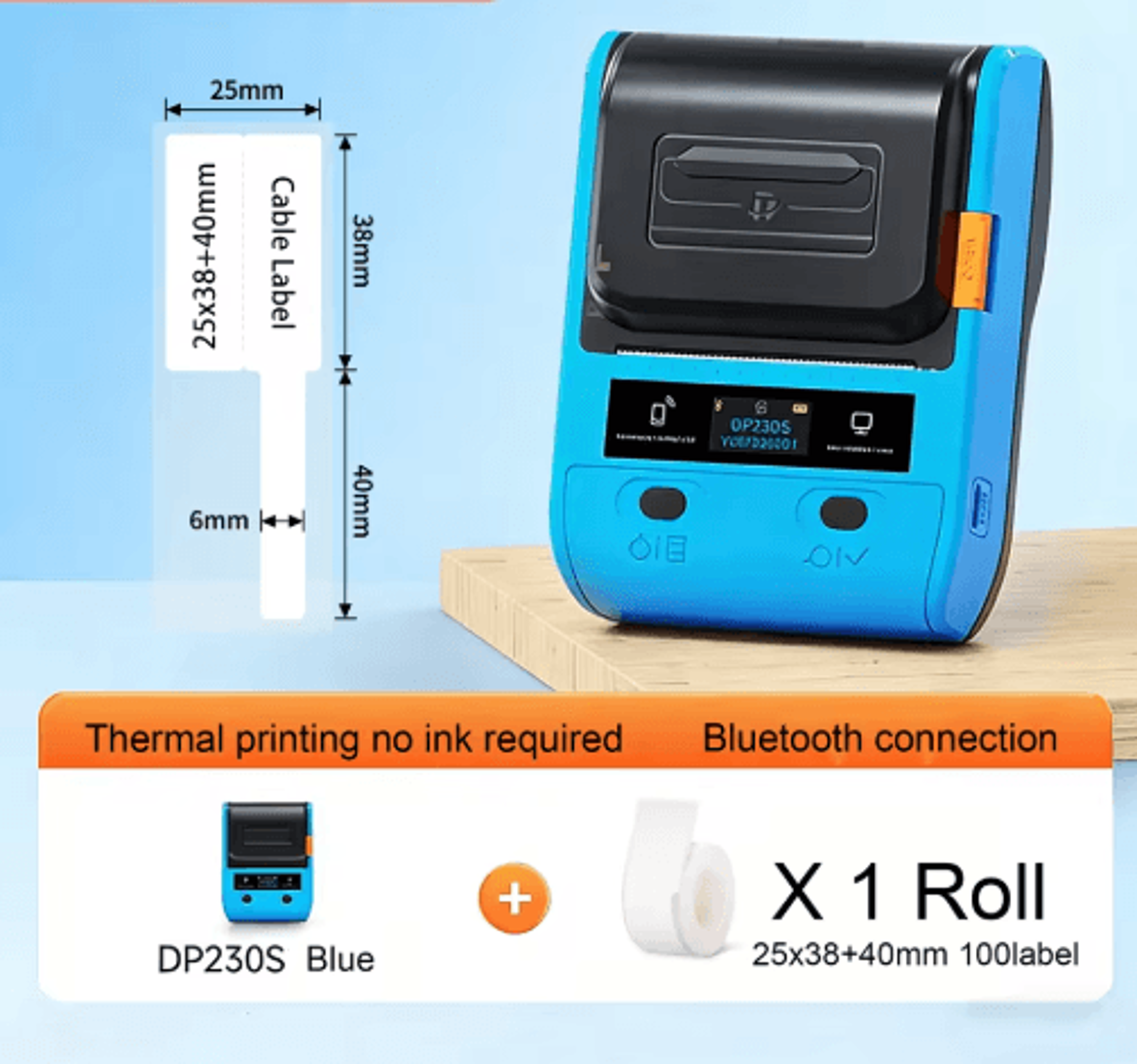 Portable Bluetooth Thermal Label Printer  Cable Tag  Barcode Maker 20