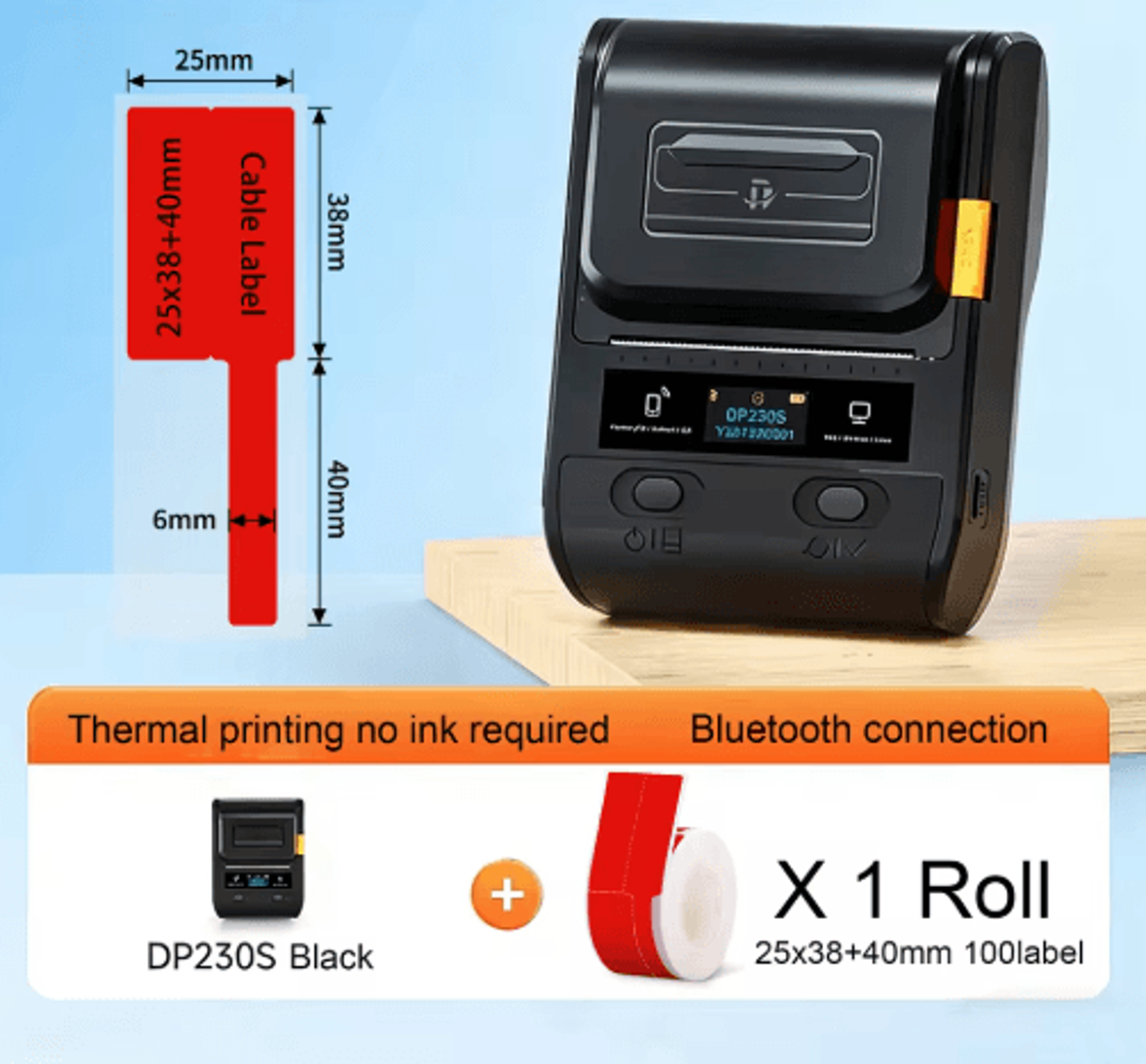 Portable Bluetooth Thermal Label Printer  Cable Tag  Barcode Maker 15