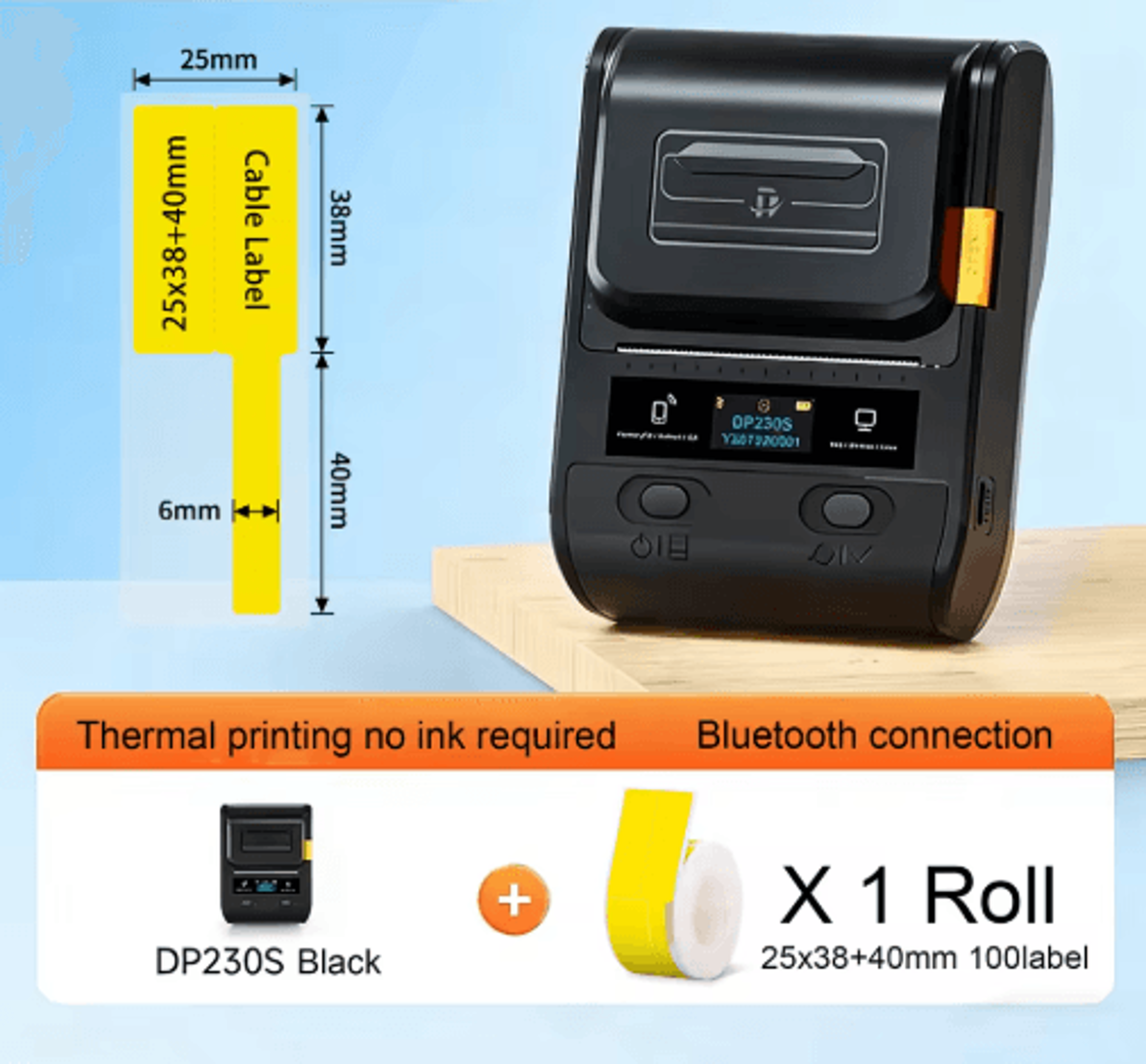 Portable Bluetooth Thermal Label Printer  Cable Tag  Barcode Maker 19