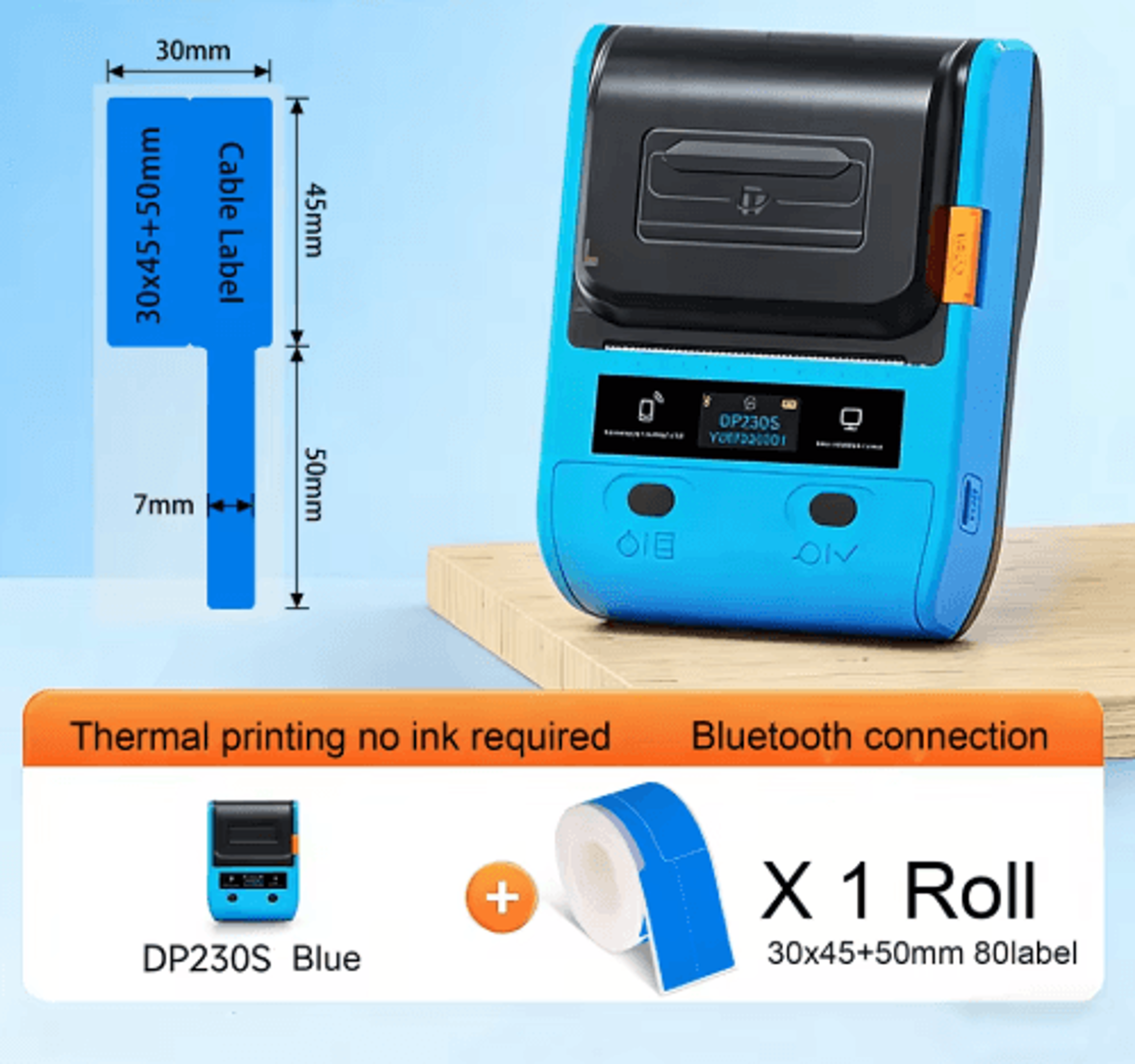 Portable Bluetooth Thermal Label Printer  Cable Tag  Barcode Maker 8