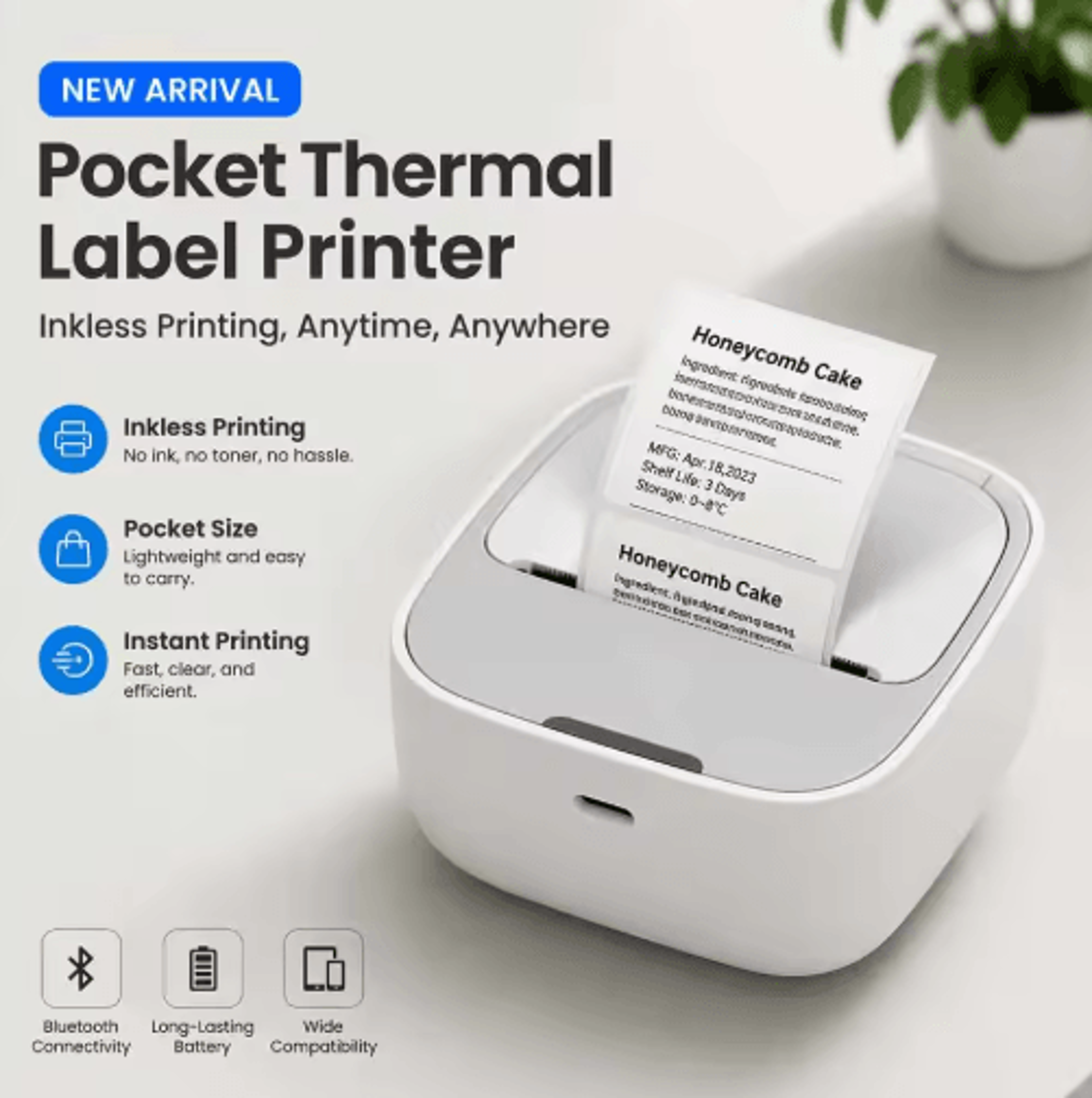 1x2 Bluetooth Thermal Label Printer  Wireless Shipping Sticker Maker 5