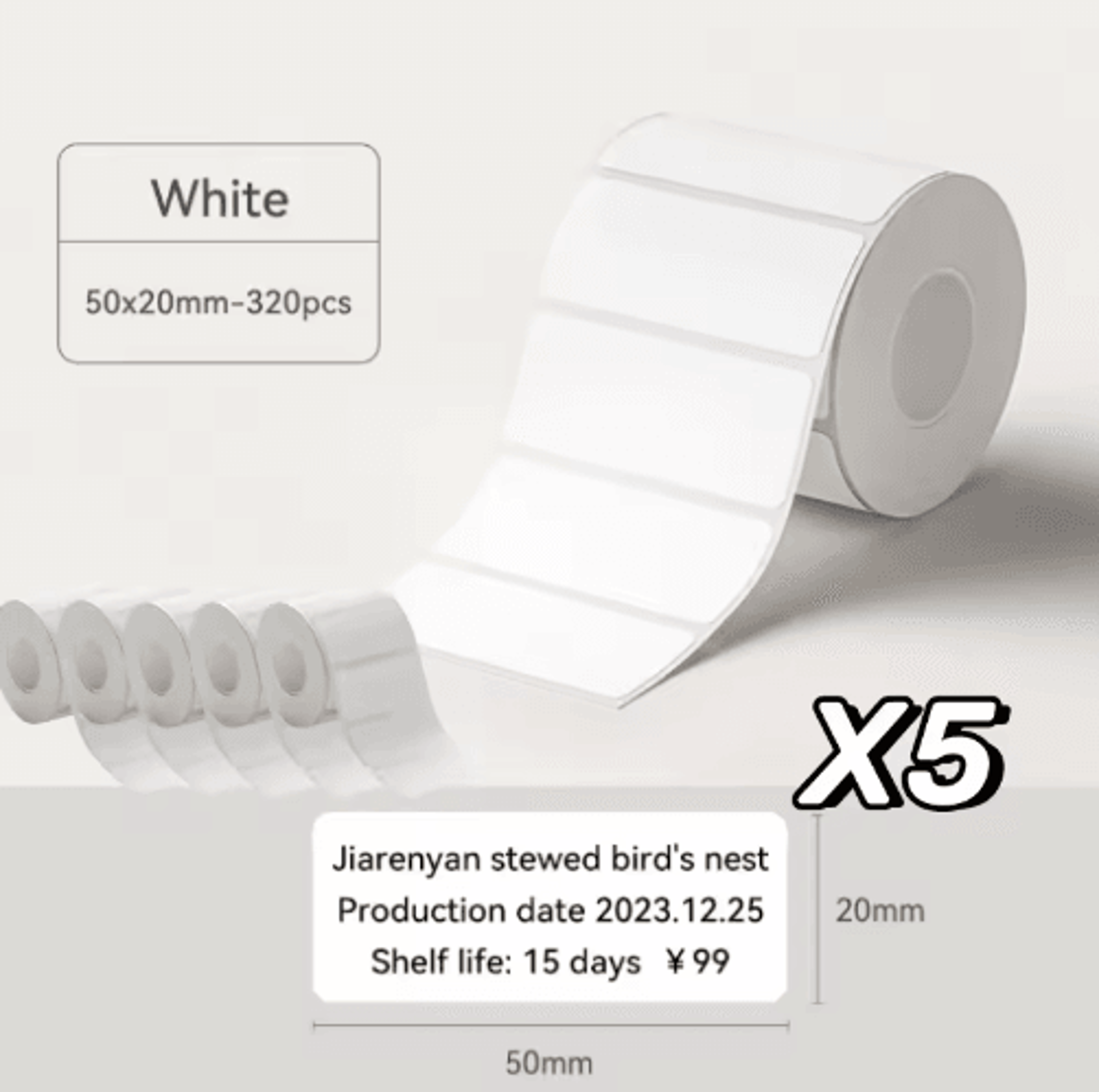 White Thermal Label Stickers  2050mm Paper For B21 B1  B3S 17