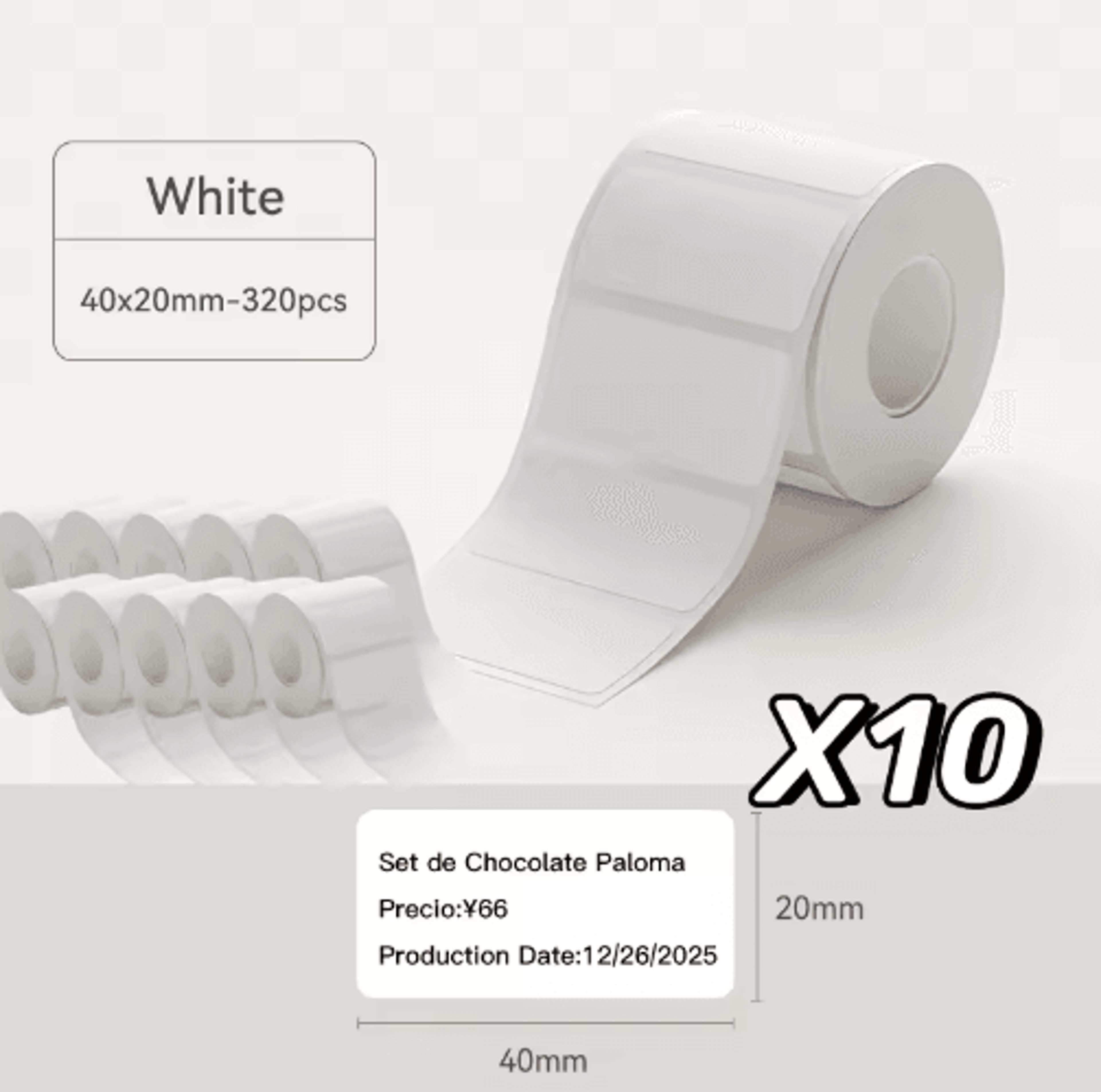 White Thermal Label Stickers  2050mm Paper For B21 B1  B3S 19