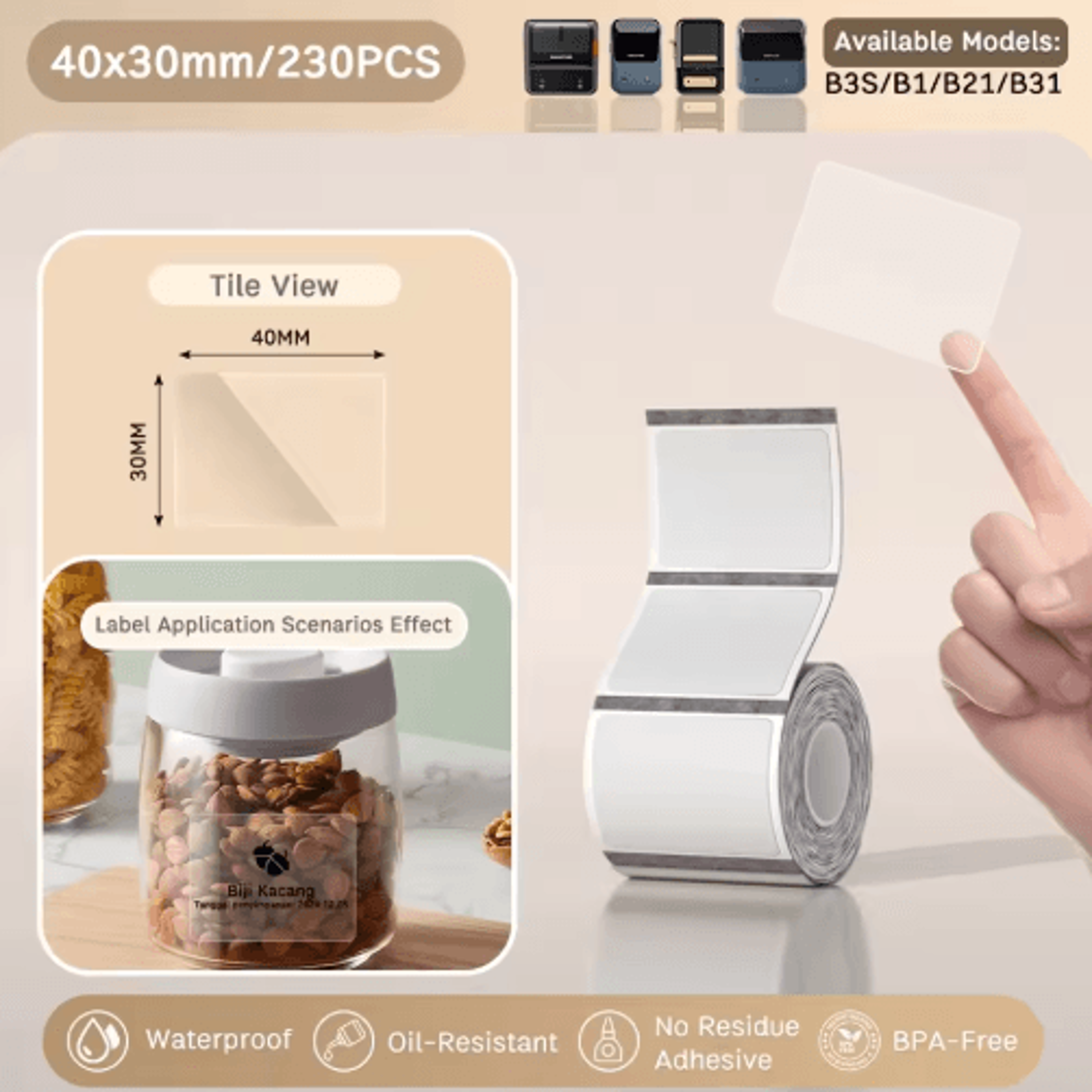 Transparent Thermal Label Stickers  Waterproof Round  Square Adhesive Labels 3