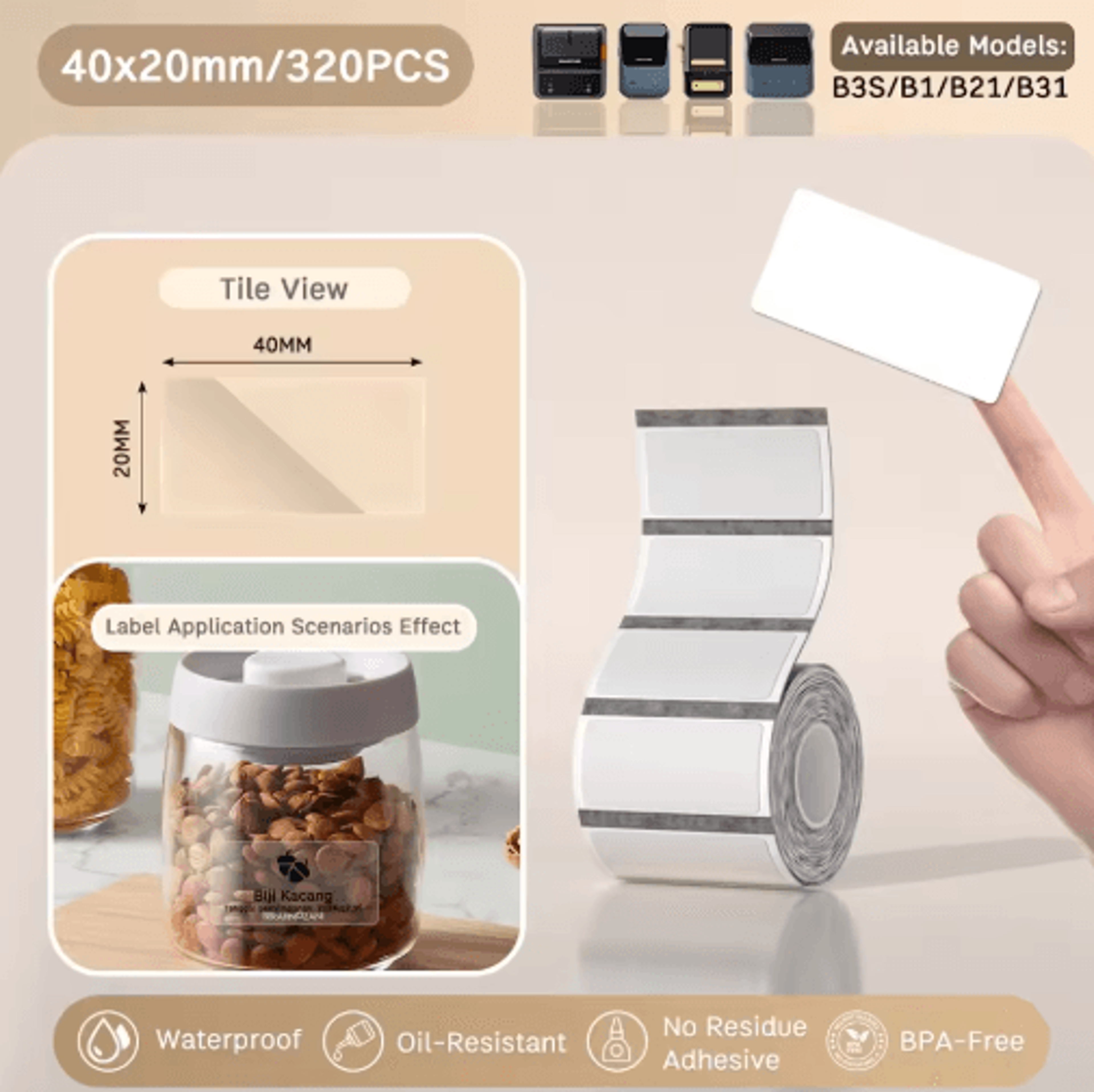 Transparent Thermal Label Stickers  Waterproof Round  Square Adhesive Labels 8