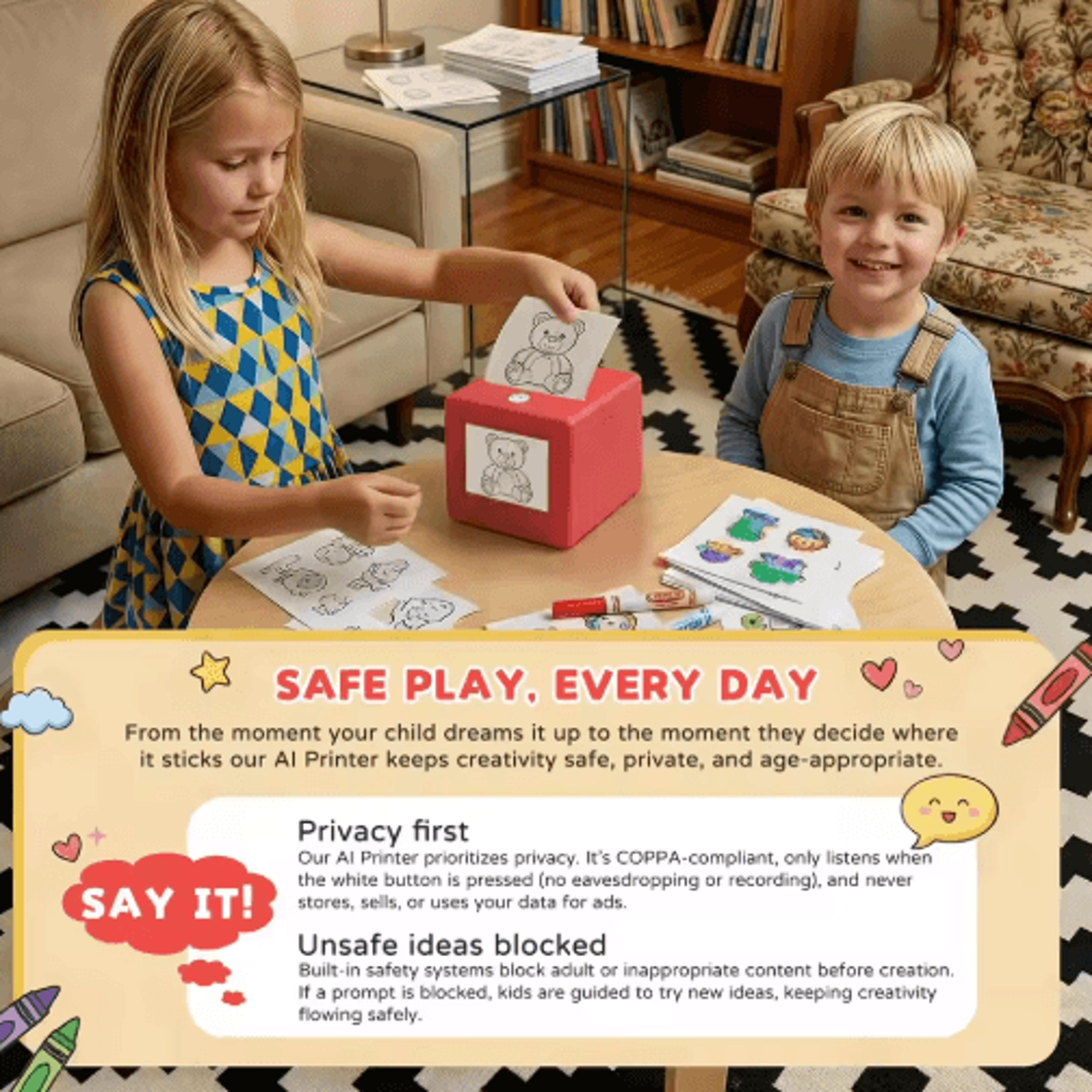 AI VoiceControlled Sticker Maker  Portable WiFi Thermal Printer For Kids 3