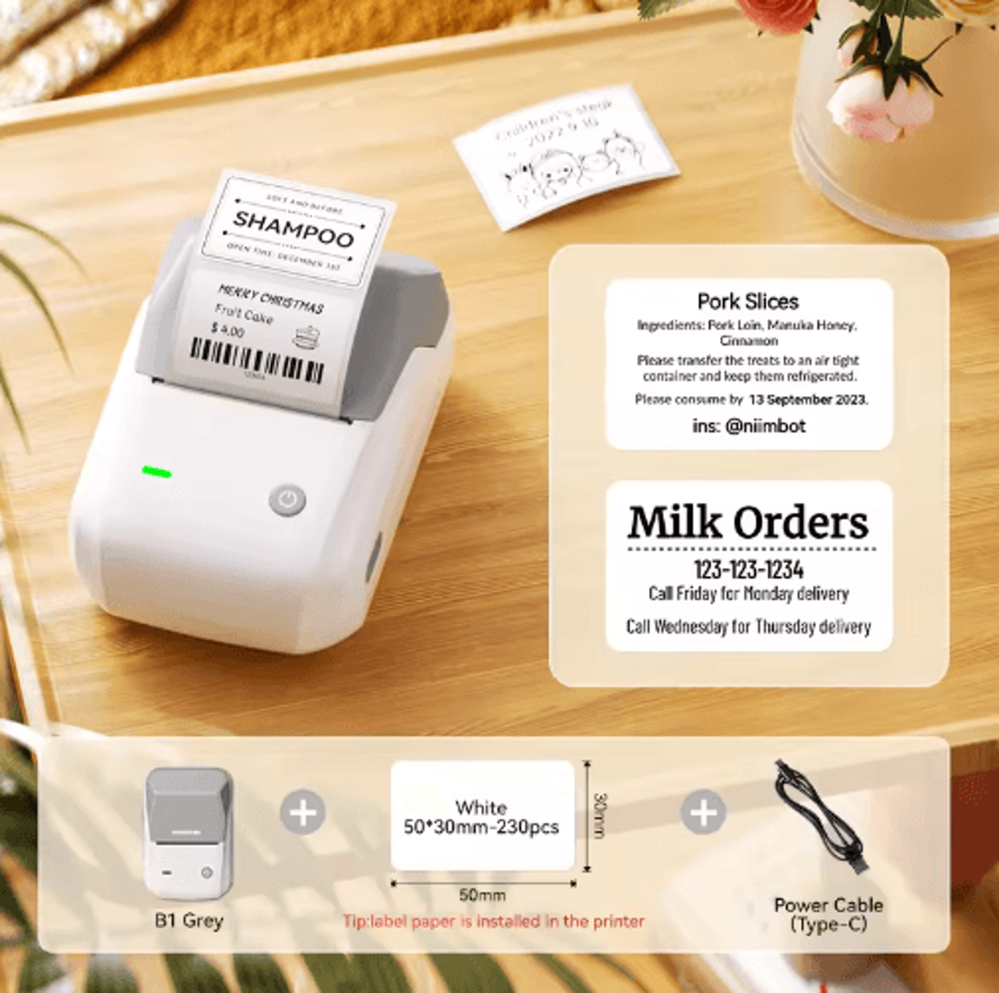Portable Wireless Cosmetic Label Printer  Pocket Sticker Maker 20