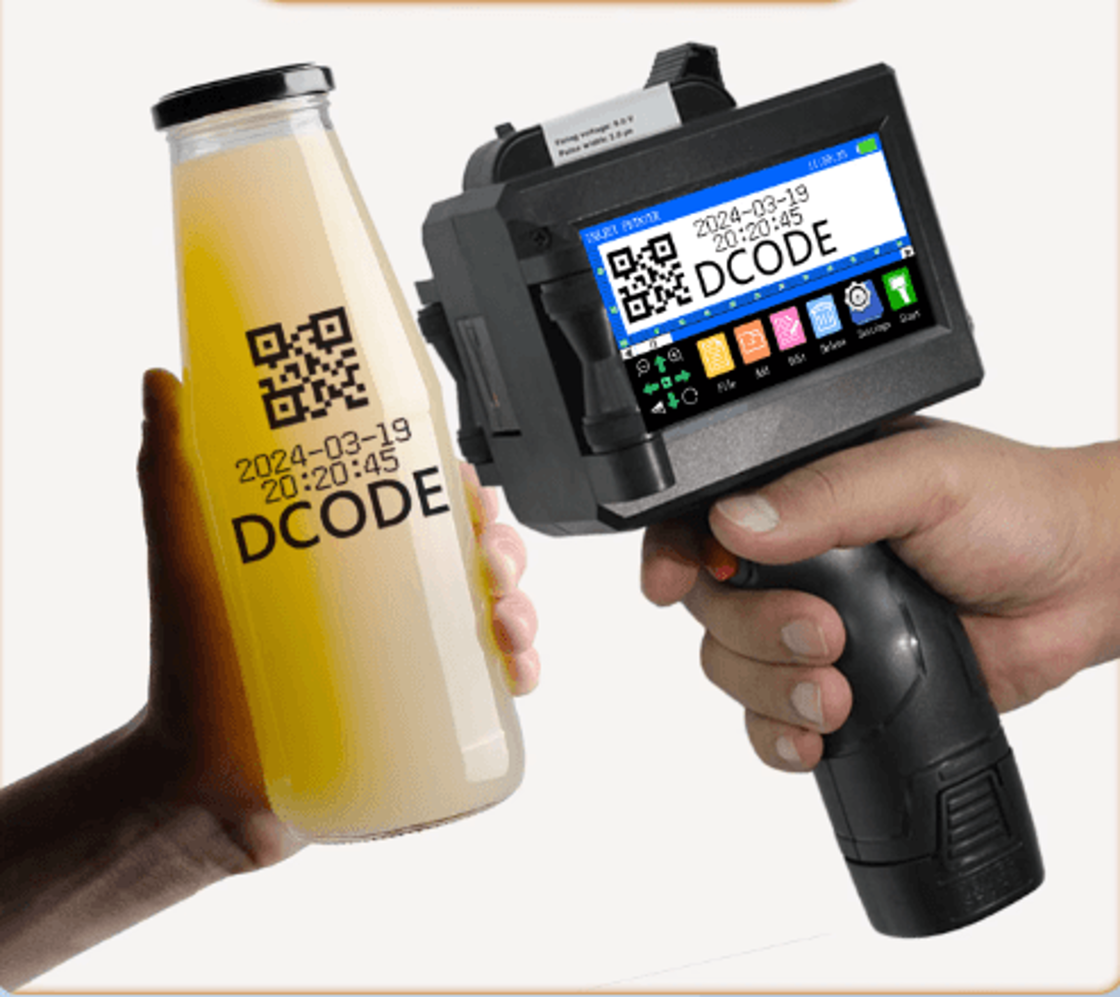 portable handheld tij inkjet printer – qr code, barcode & batch coding machine