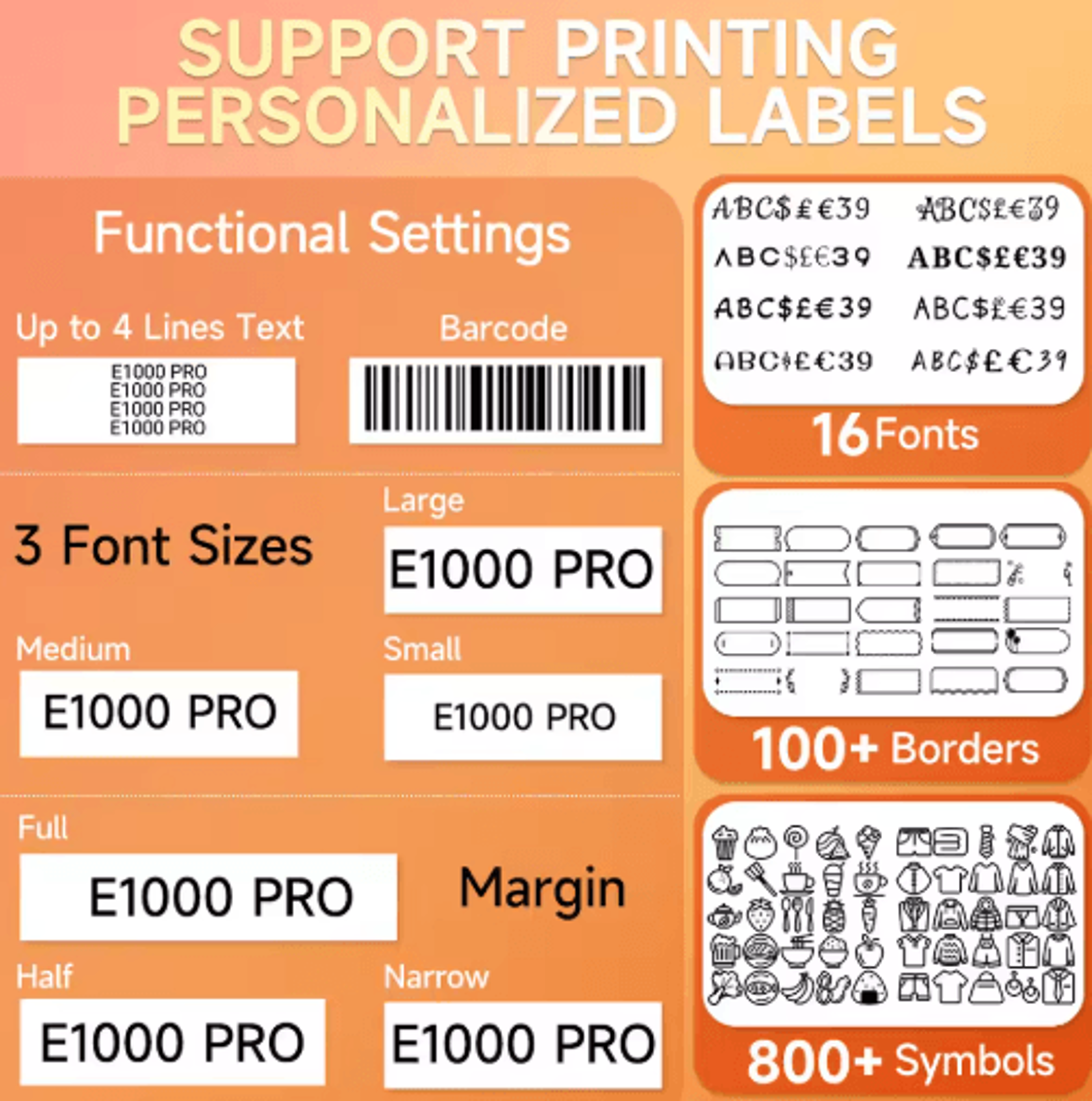 E1000 QWERTY Label Printer  Portable Label Maker For Heat Shrink Tubes  TZ231 Tape 14