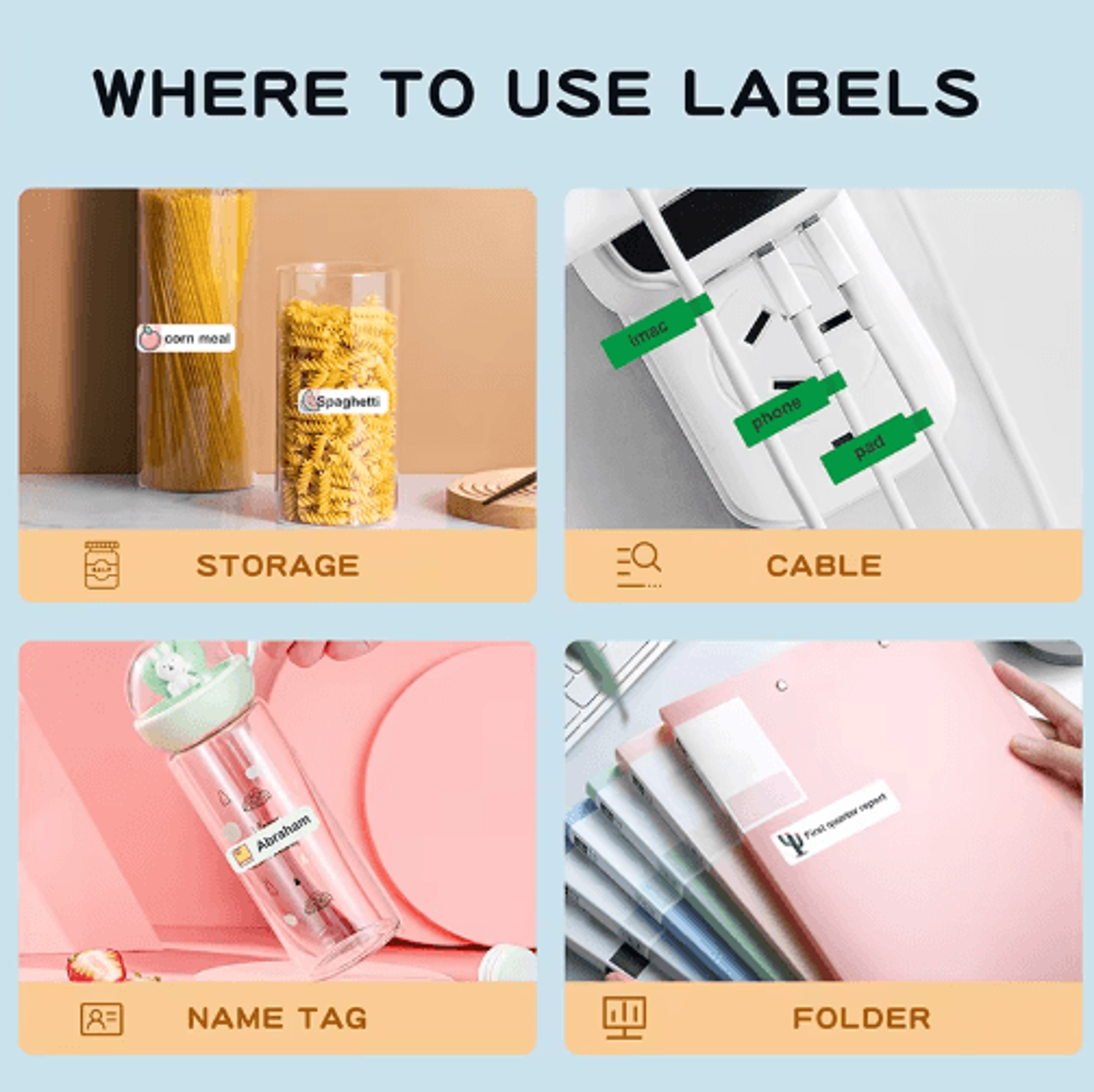 Waterproof SelfAdhesive Cable Labels  Color Thermal Sticker Paper For D110 D101  D11 Printers 7