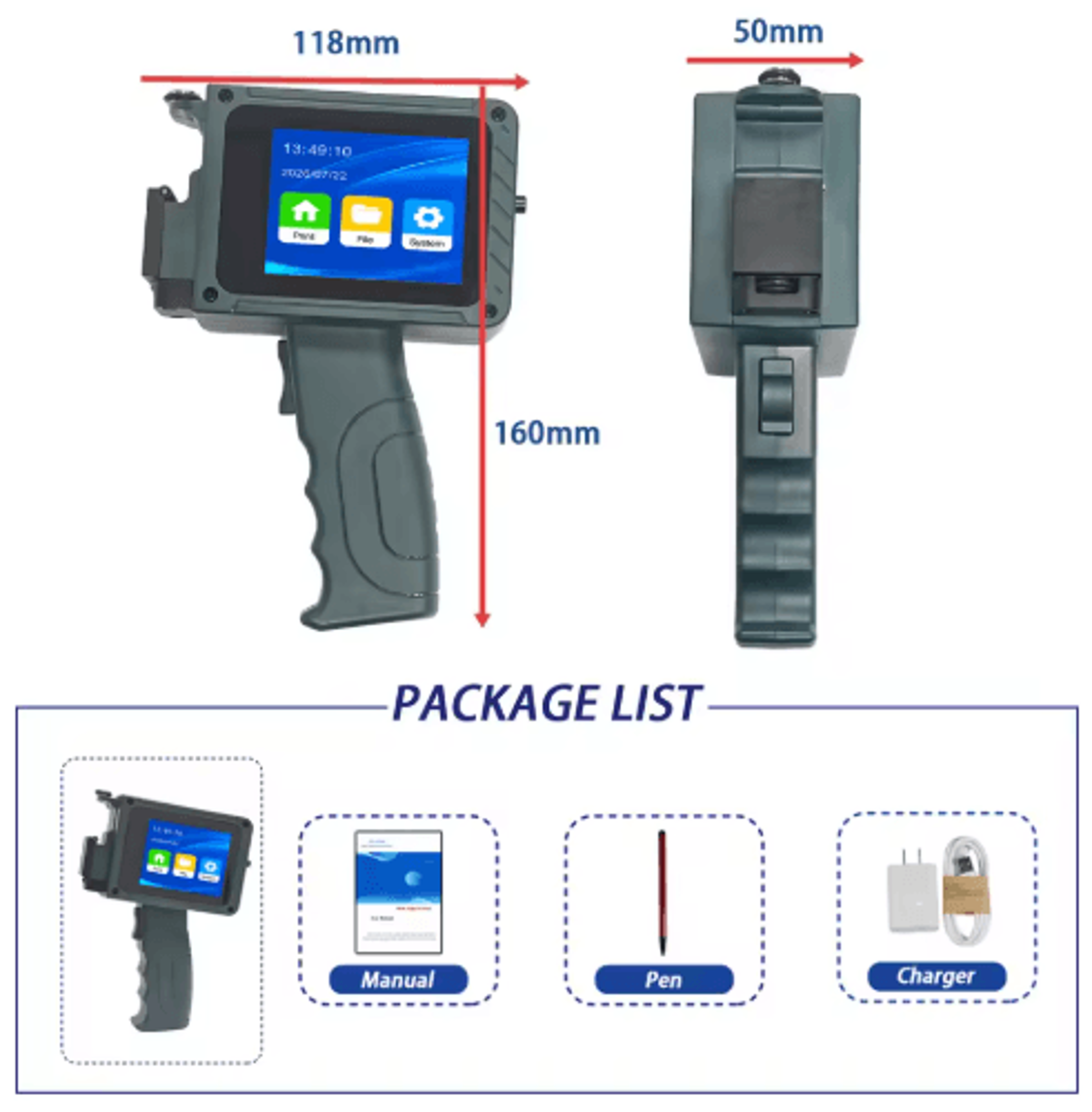 Portable 127mm Handheld Inkjet Printer  Mini QR Code Barcode  Date Coding Machine 4