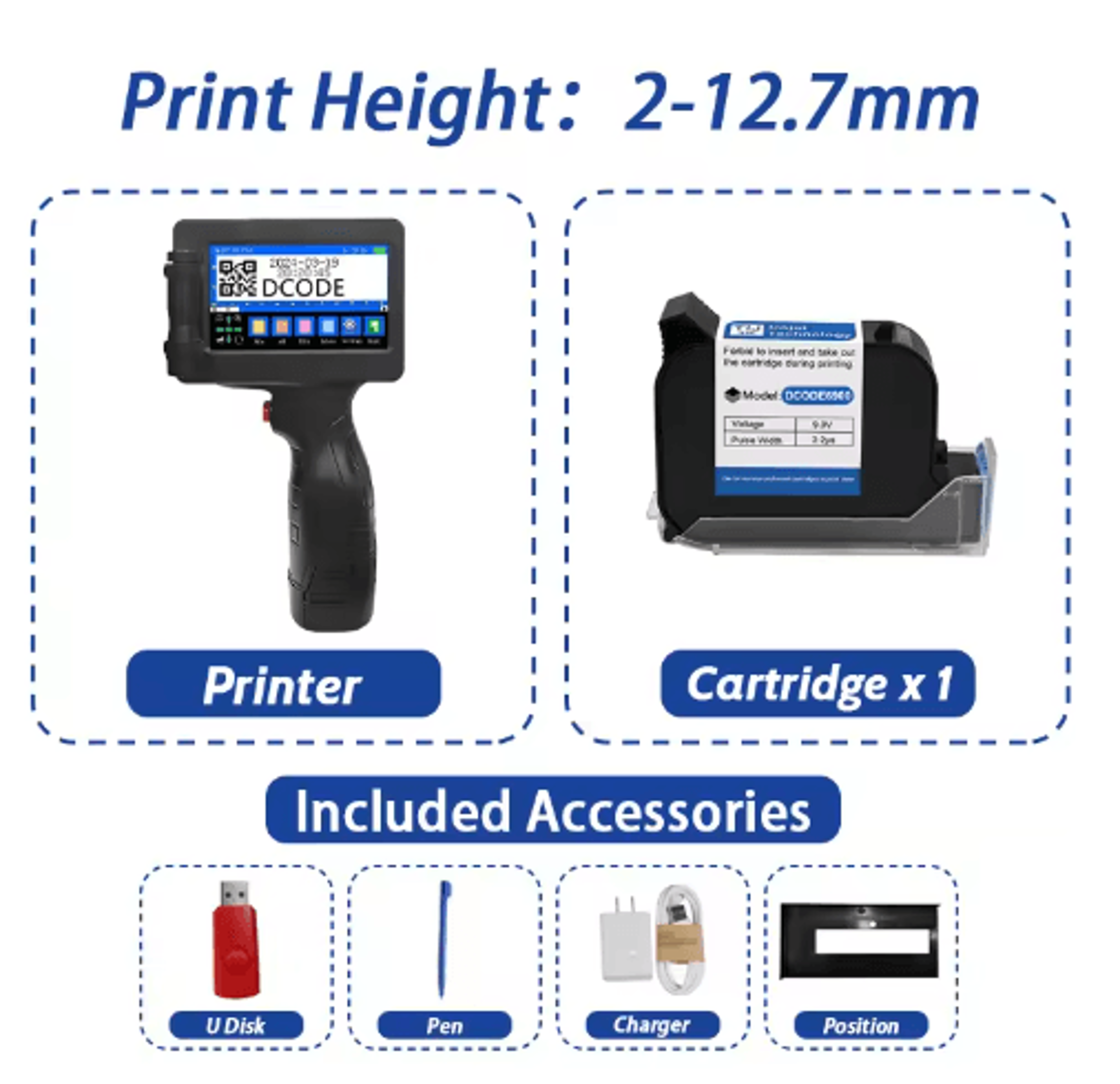 Portable Handheld Inkjet Printer  QR Code Barcode  Batch Number Coding Machine 1